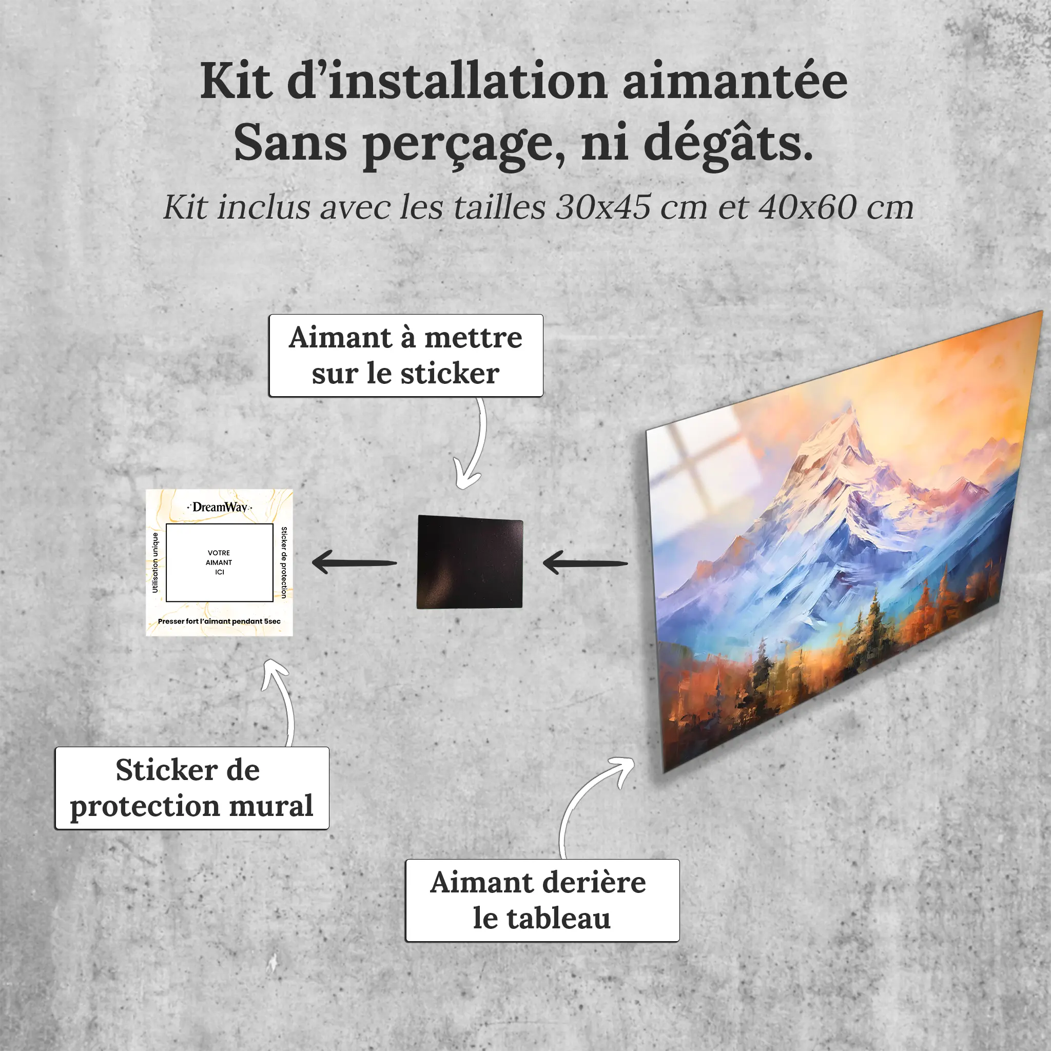 tableau-peinture-paysage-montagne-4k-avec-installation-aimantee | DreamWay