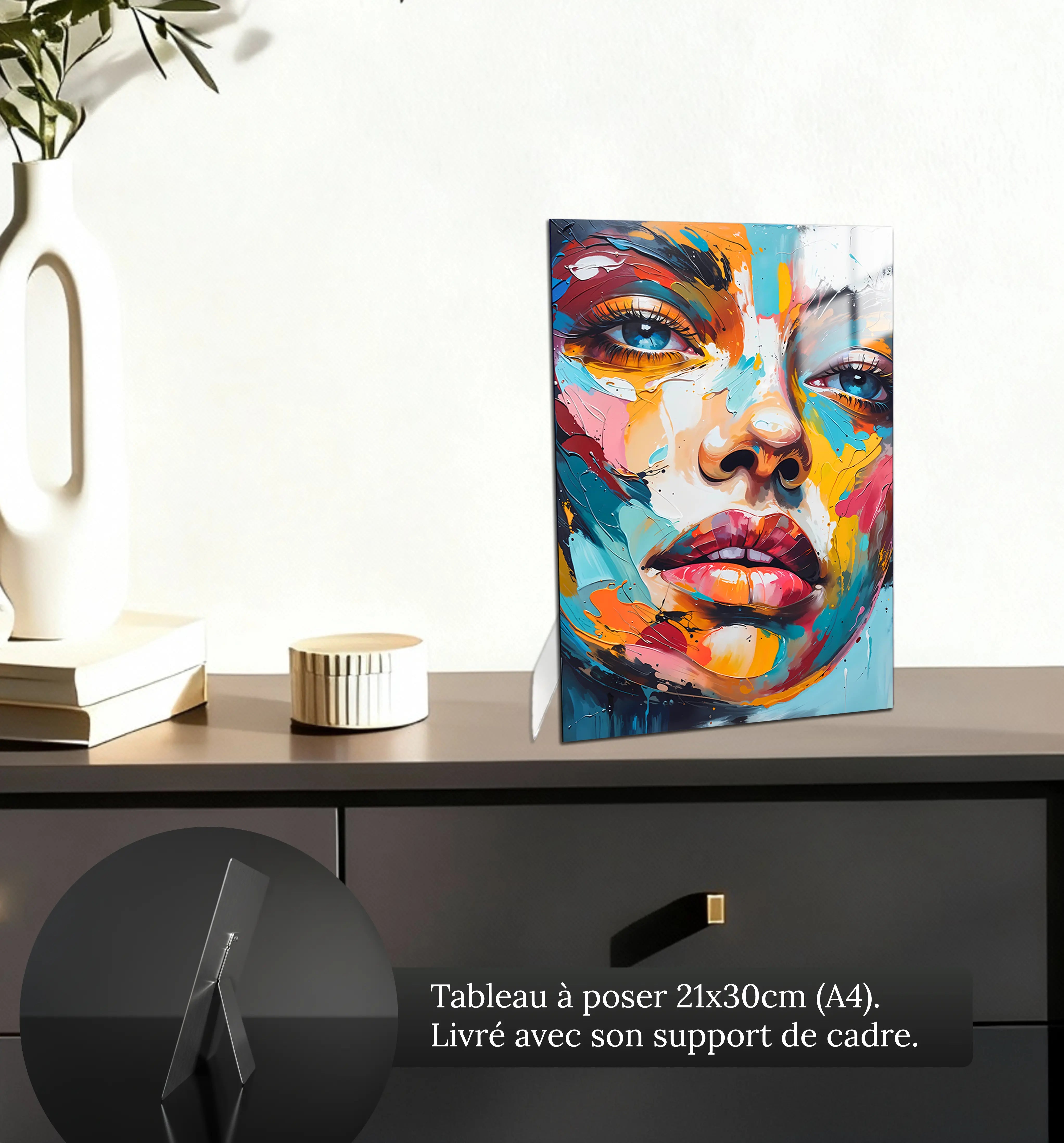 tableau-peinture-visage-abstrait-petit-format-a-poser-sur-meuble | DreamWay