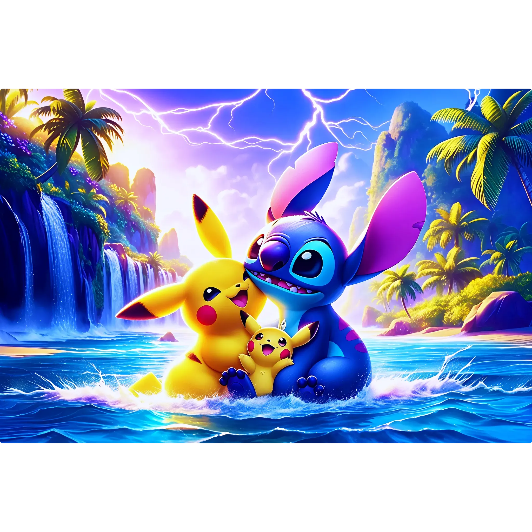 Tableau Pikachu Et Stitch Ile Paradisiaque