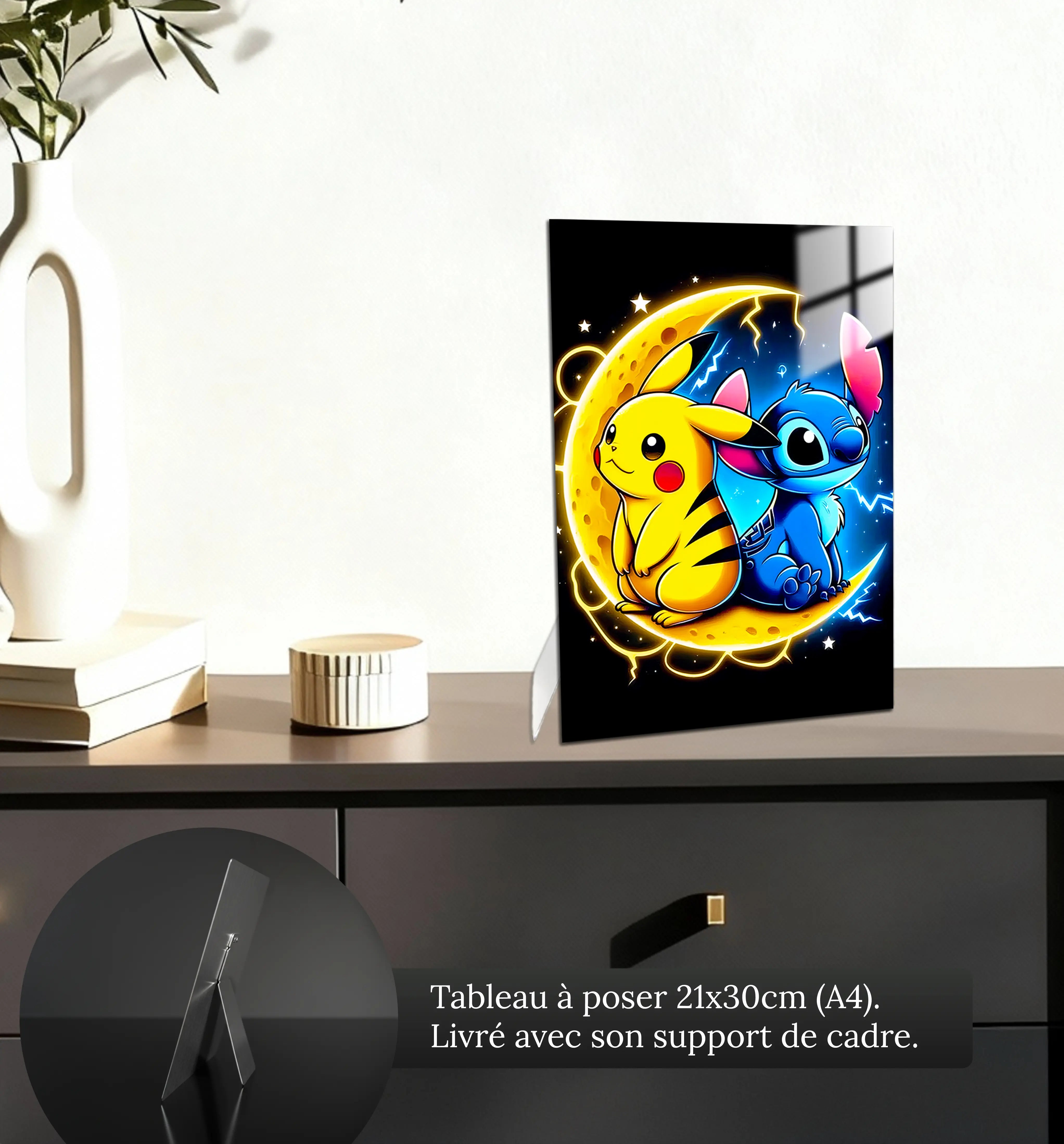 tableau-pikachu-et-stitch-sur-la-lune-petit-format-a-poser-sur-meuble | DreamWay