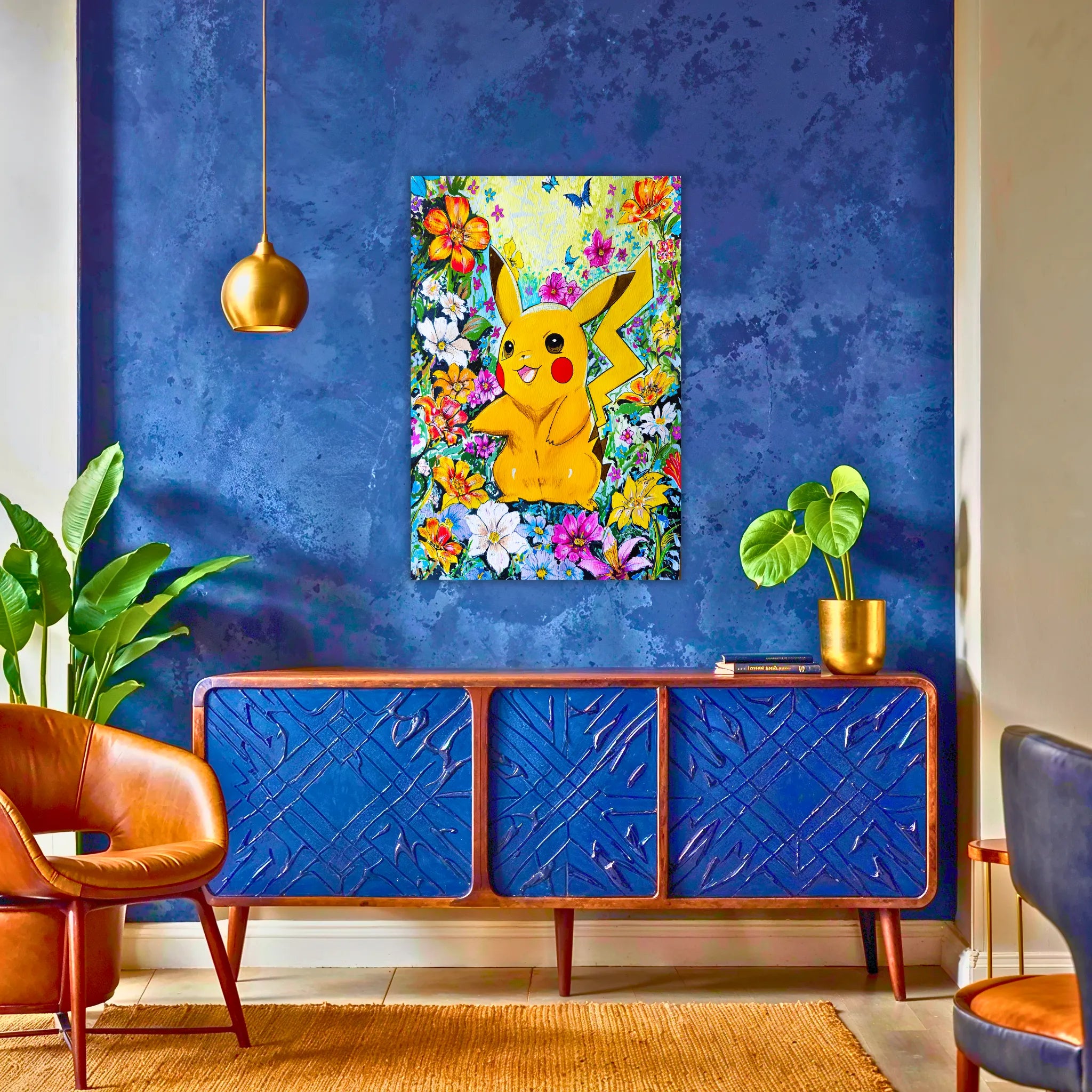 Tableau Pikachu Floral