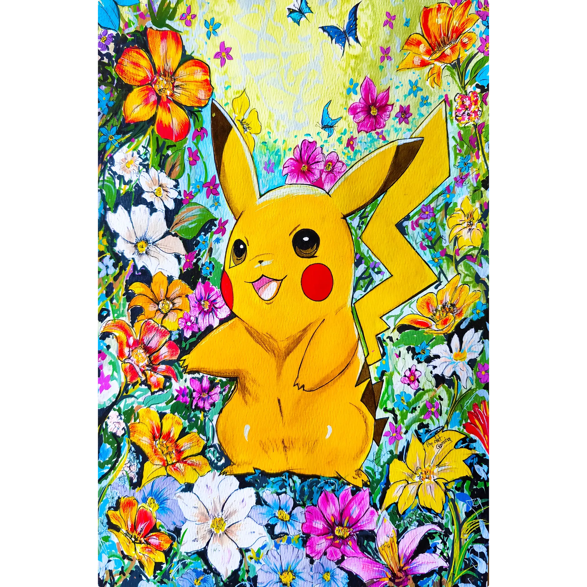 Tableau Pikachu Floral