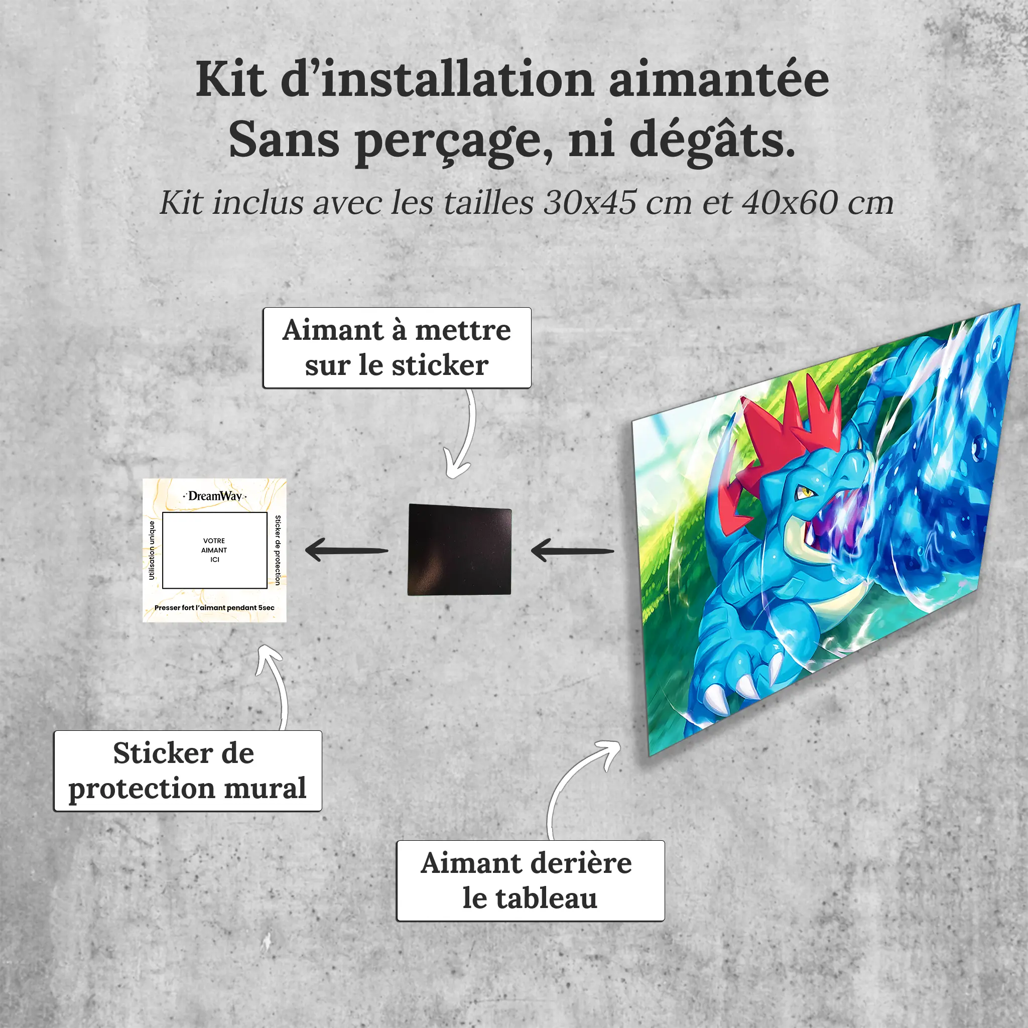 tableau-pokemon-aligatueur-attaque-avec-installation-aimantee | DreamWay