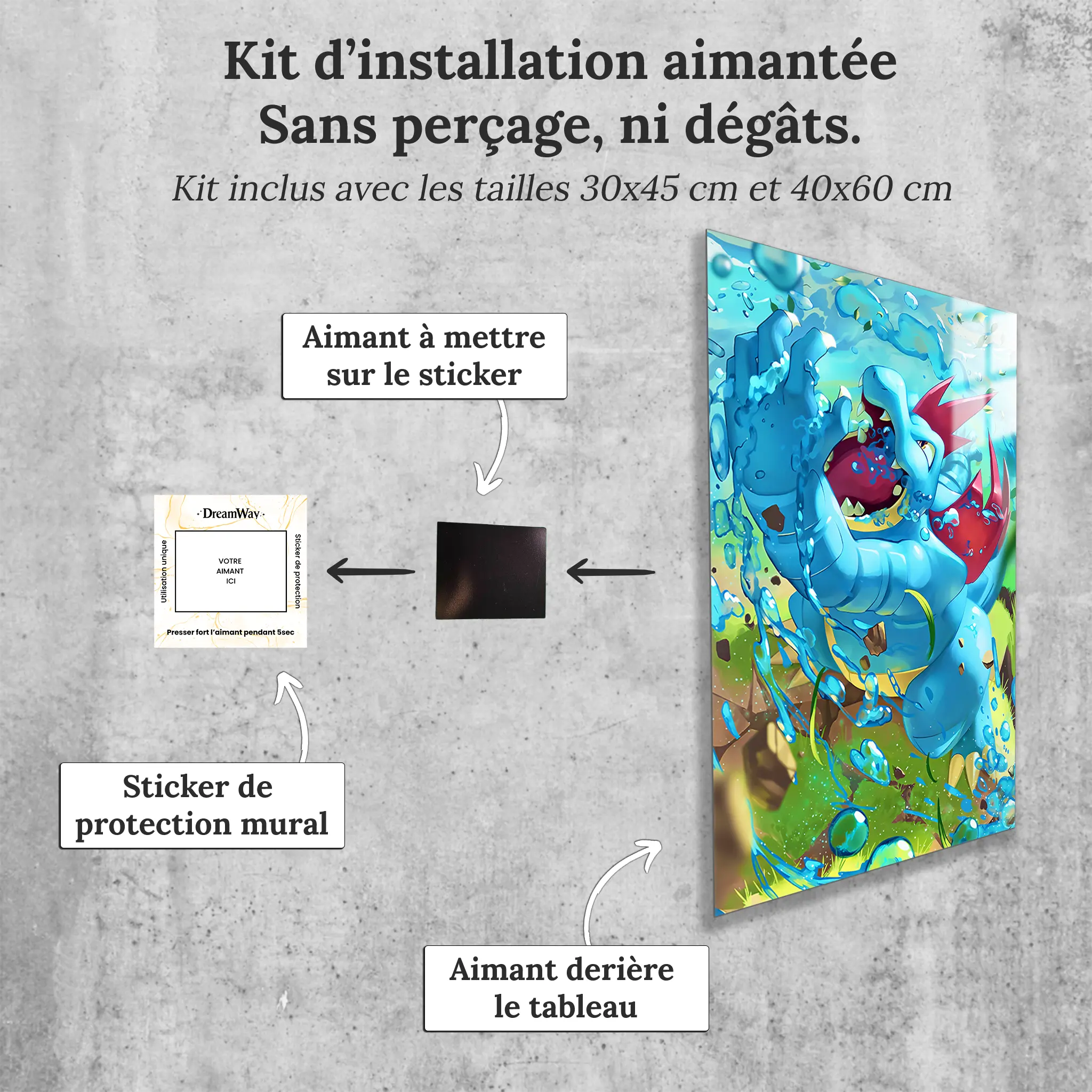 tableau-pokemon-aligatueur-avec-installation-aimantee | DreamWay