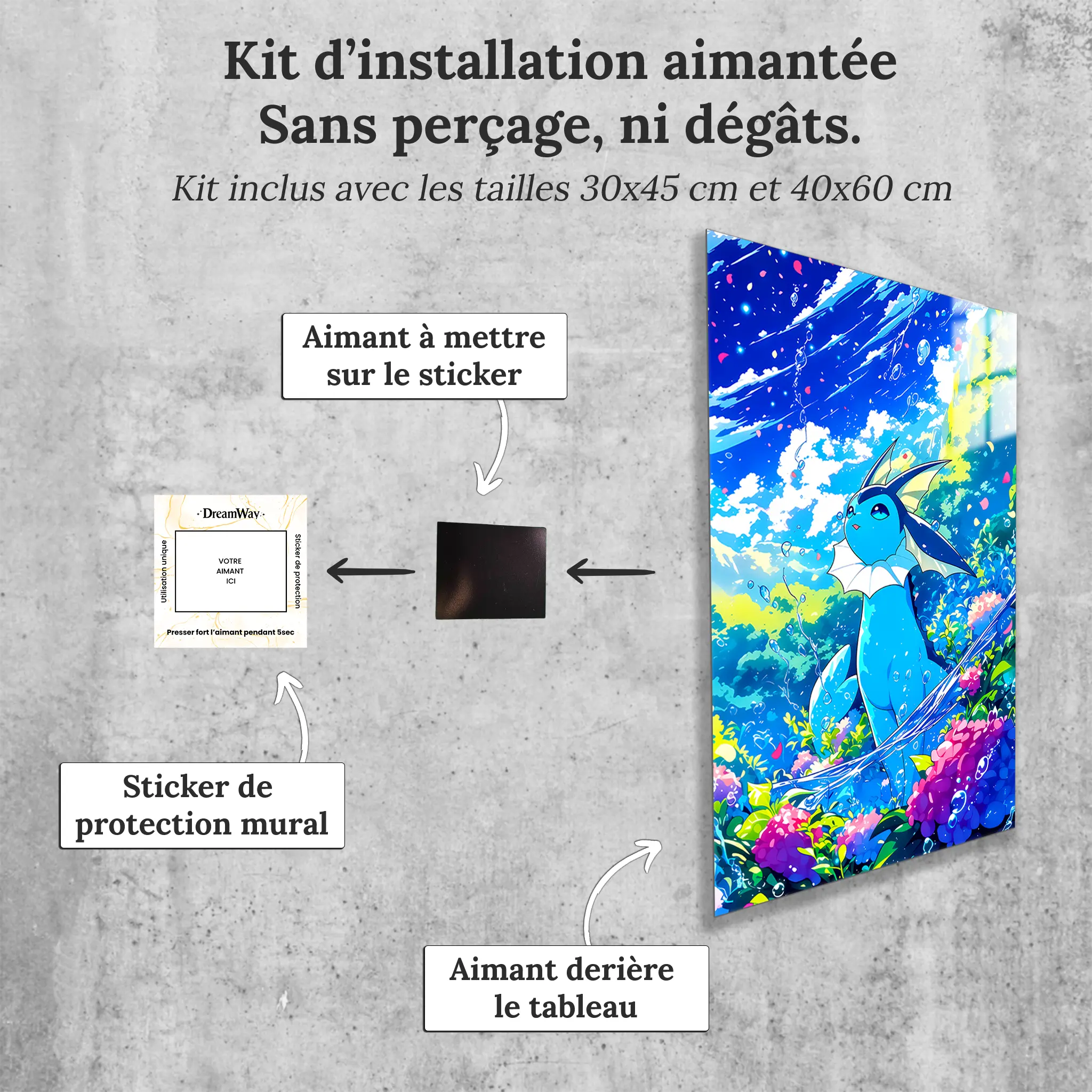 tableau-pokemon-aquali-nature-avec-installation-aimantee | DreamWay