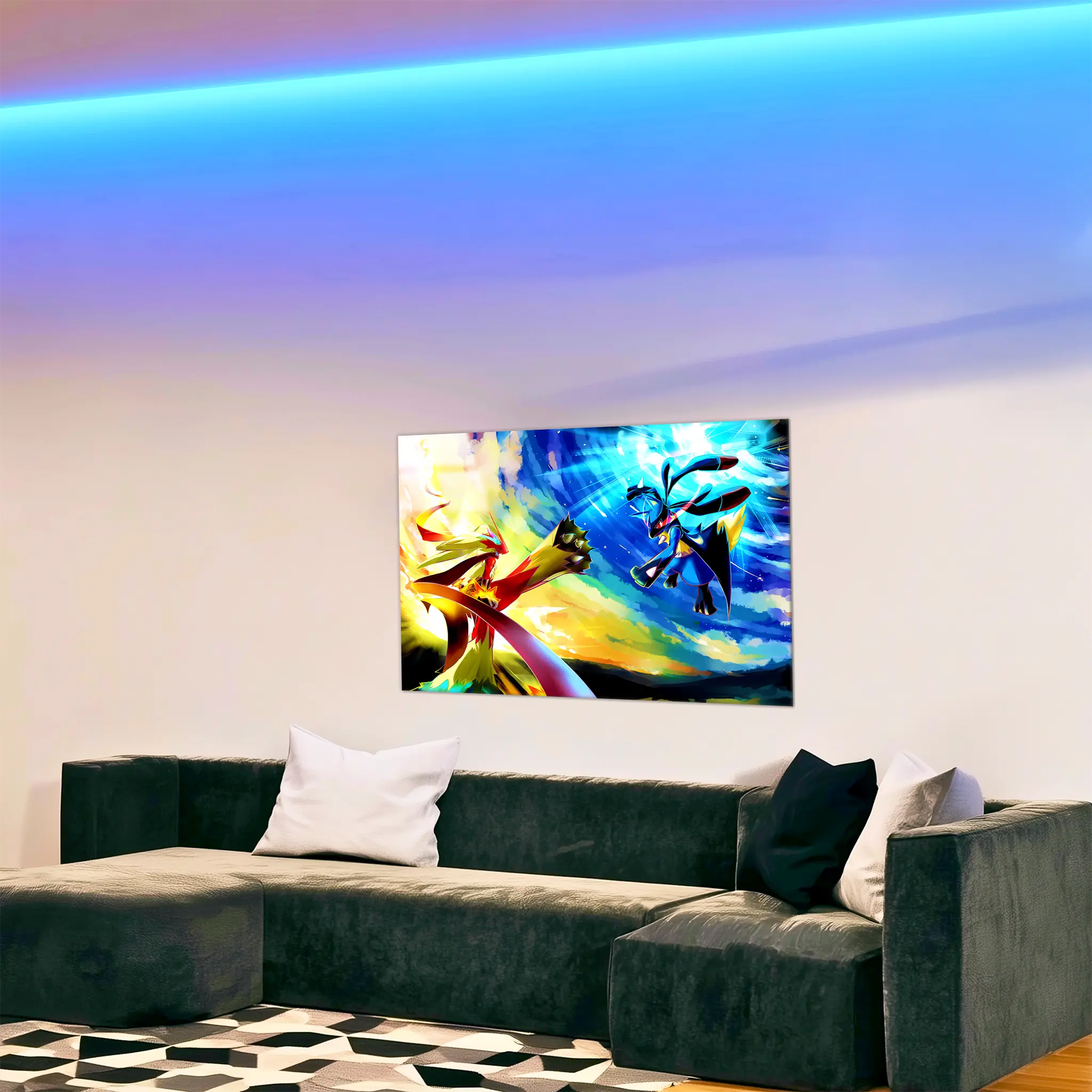 tableau-pokemon-brasegali-et-lucario-combat-dans-le-salon | DreamWay