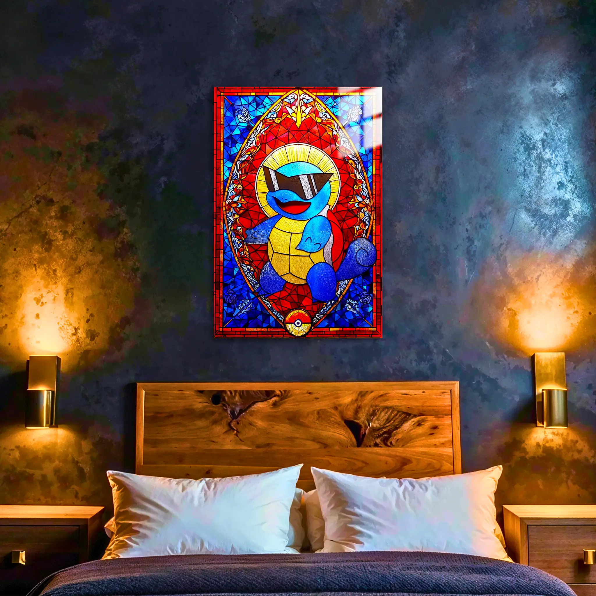tableau-pokemon-carapuce-vitrail-avec-lunette-dans-la-chambre | DreamWay