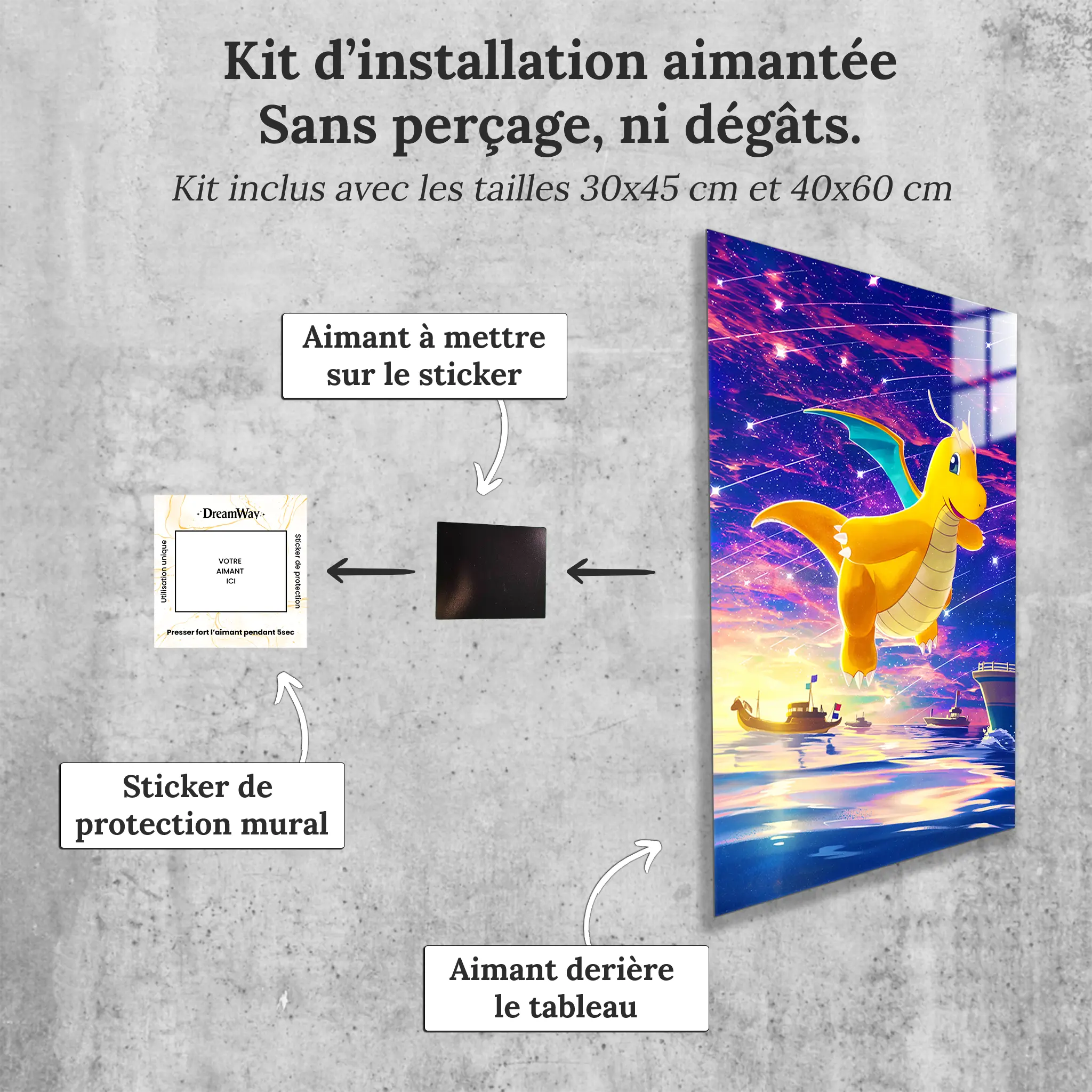tableau-pokemon-dracolosse-meteor-avec-installation-aimantee | DreamWay