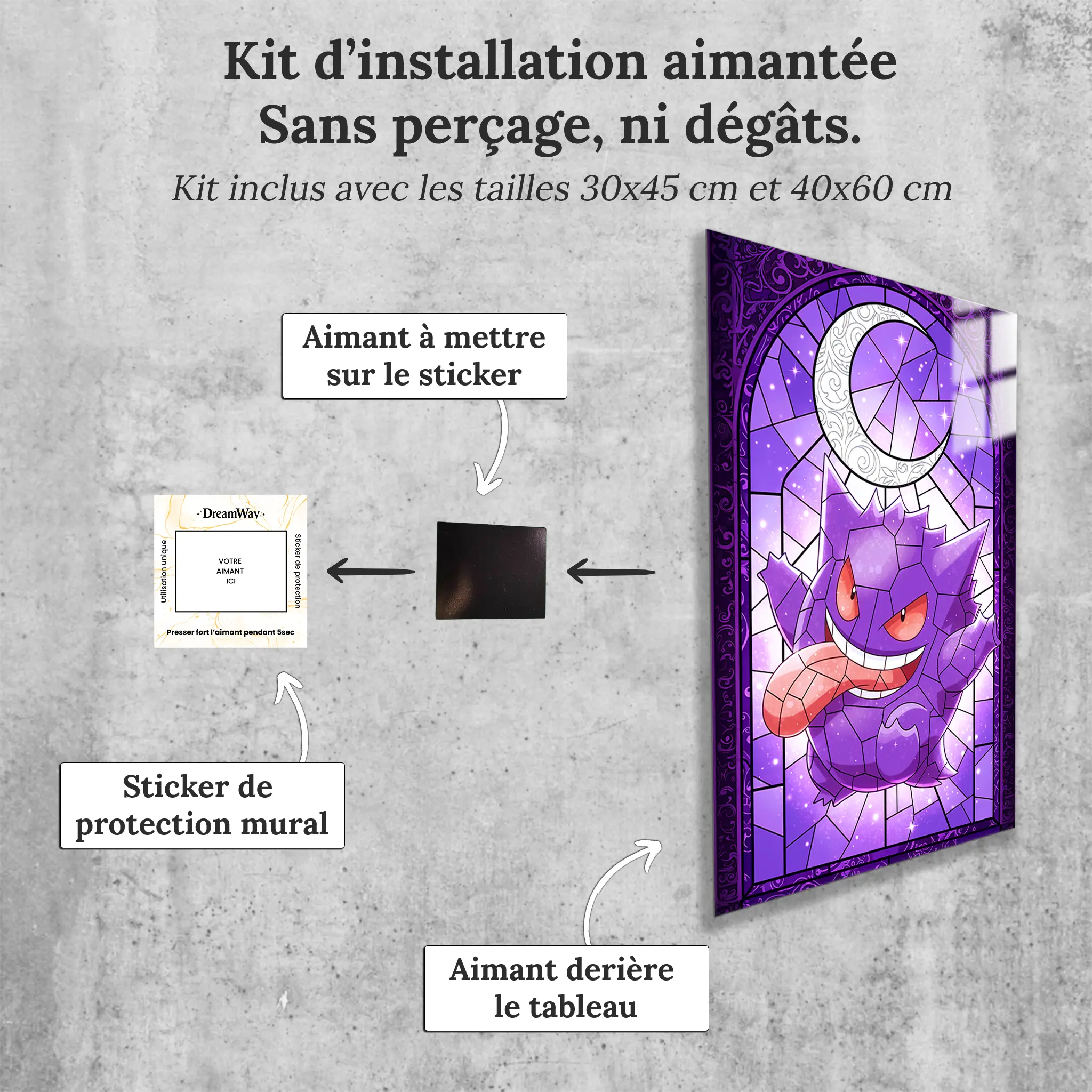 tableau-pokemon-ectoplasma-vitrail-avec-installation-aimantee | DreamWay