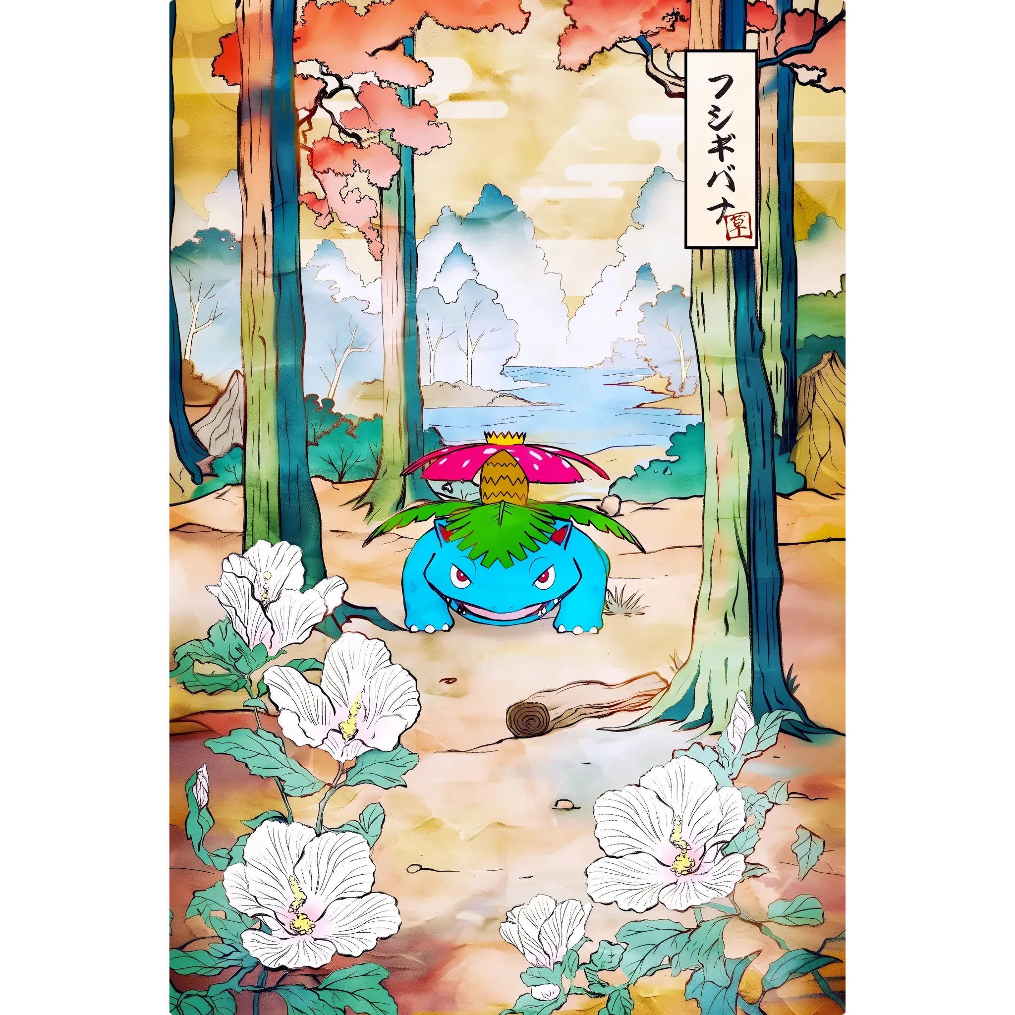 Tableau Pokémon Florizarre Paysage Japonais
