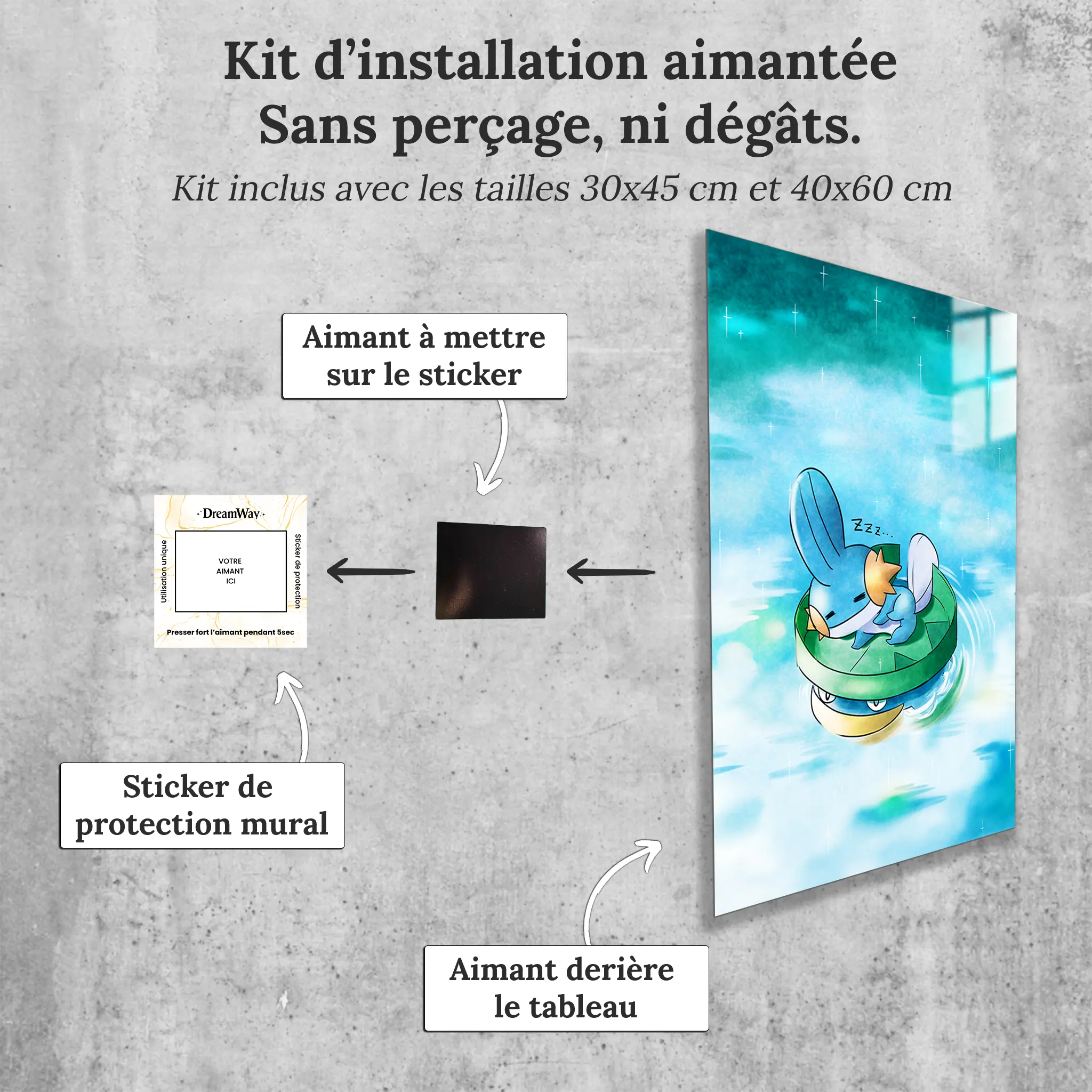 tableau-pokemon-gobou-sieste-avec-installation-aimantee | DreamWay