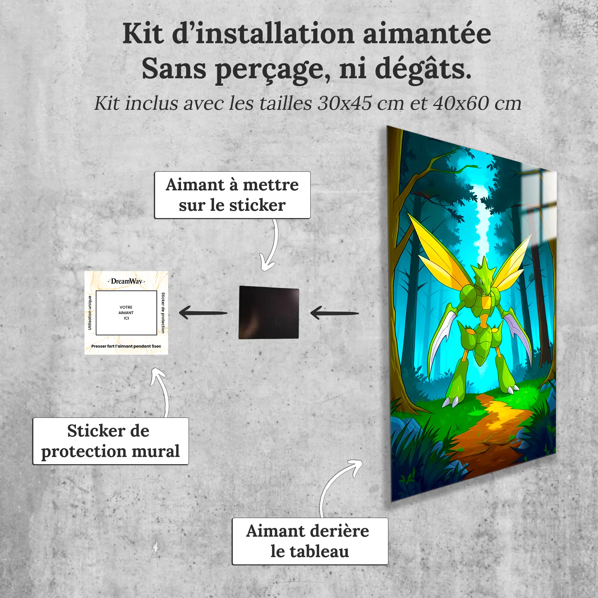 tableau-pokemon-insecateur-dans-la-foret-avec-installation-aimantee | DreamWay
