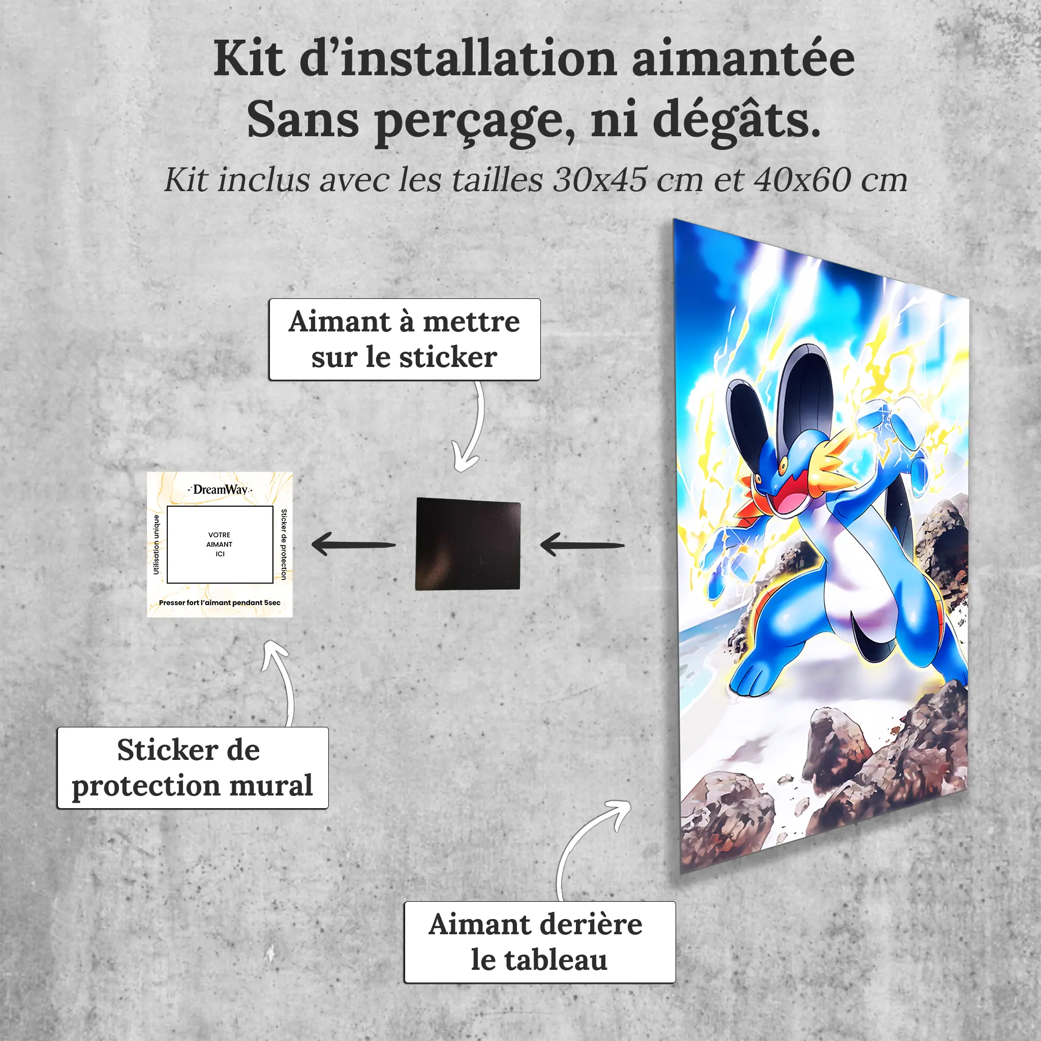 tableau-pokemon-laggron-attaque-avec-installation-aimantee | DreamWay