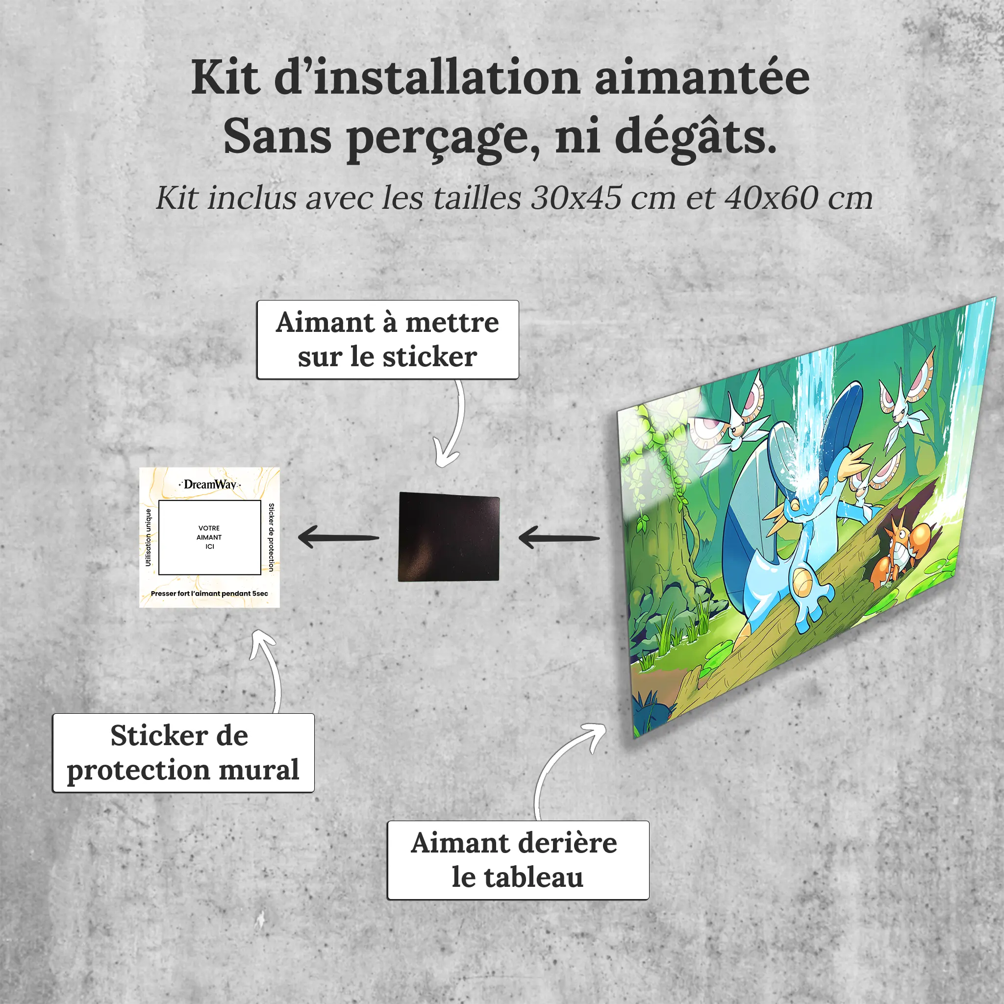tableau-pokemon-laggron-nature-avec-installation-aimantee | DreamWay