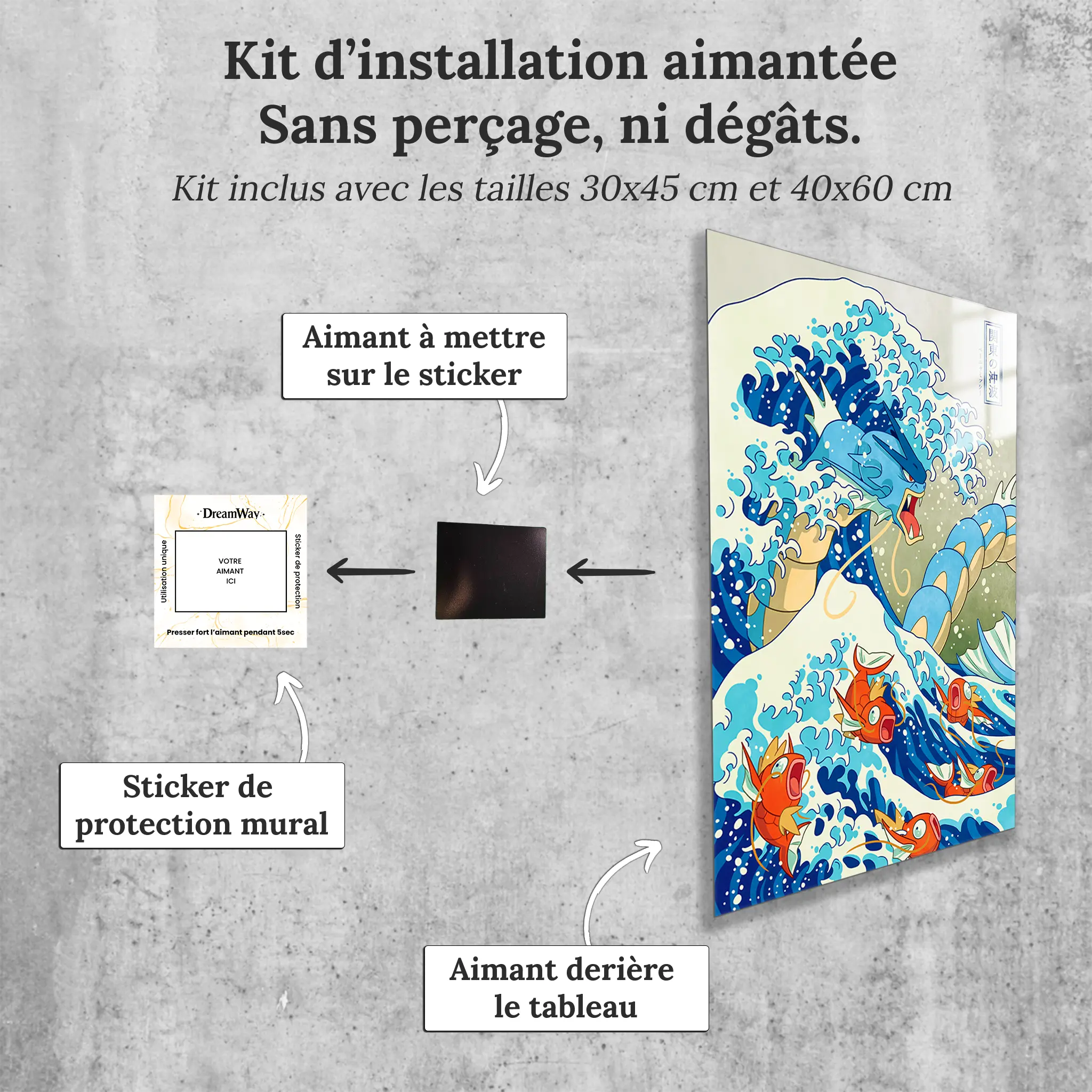 tableau-pokemon-leviator-style-japonais-avec-installation-aimantee | DreamWay