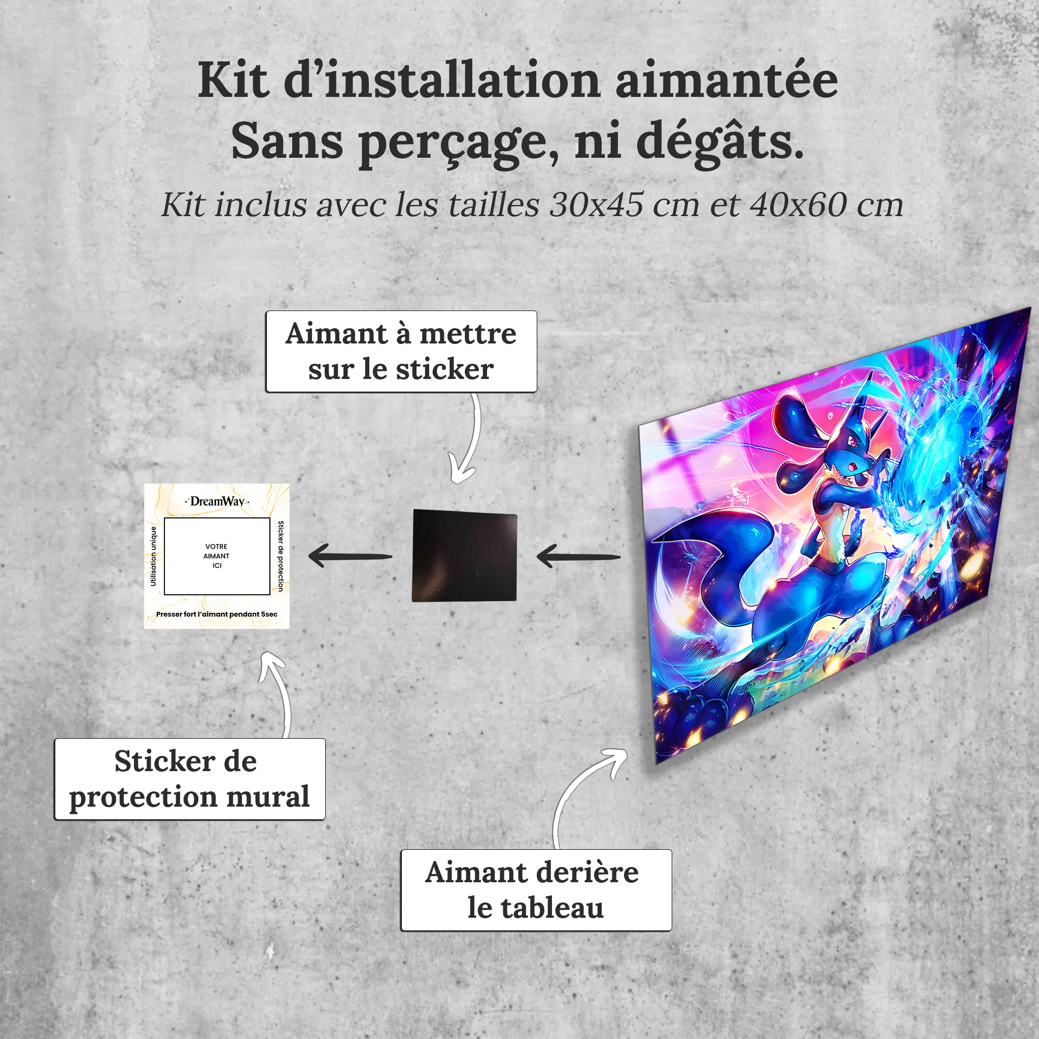 tableau-pokemon-lucario-paysage-avec-installation-aimantee | DreamWay