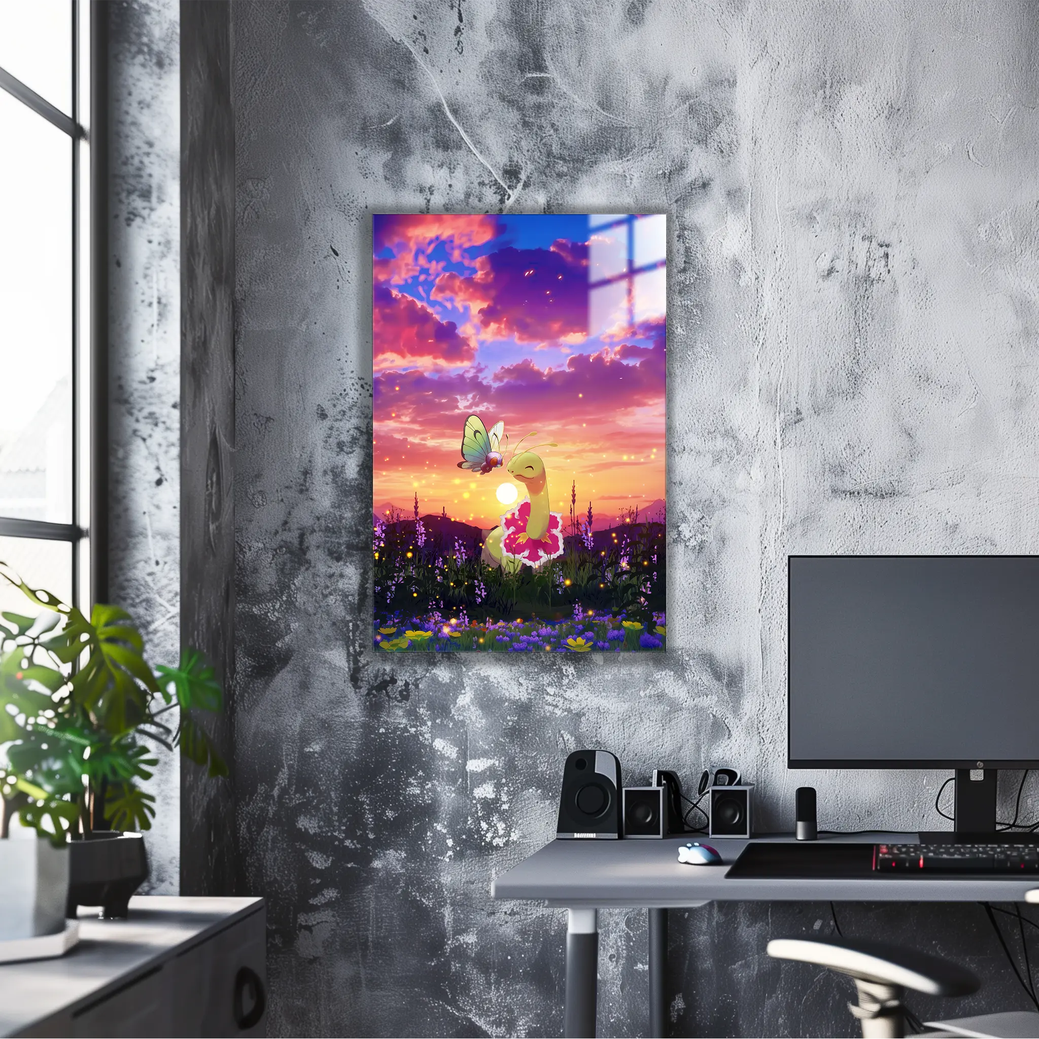 Tableau Pokémon Meganium Coucher Du Soleil