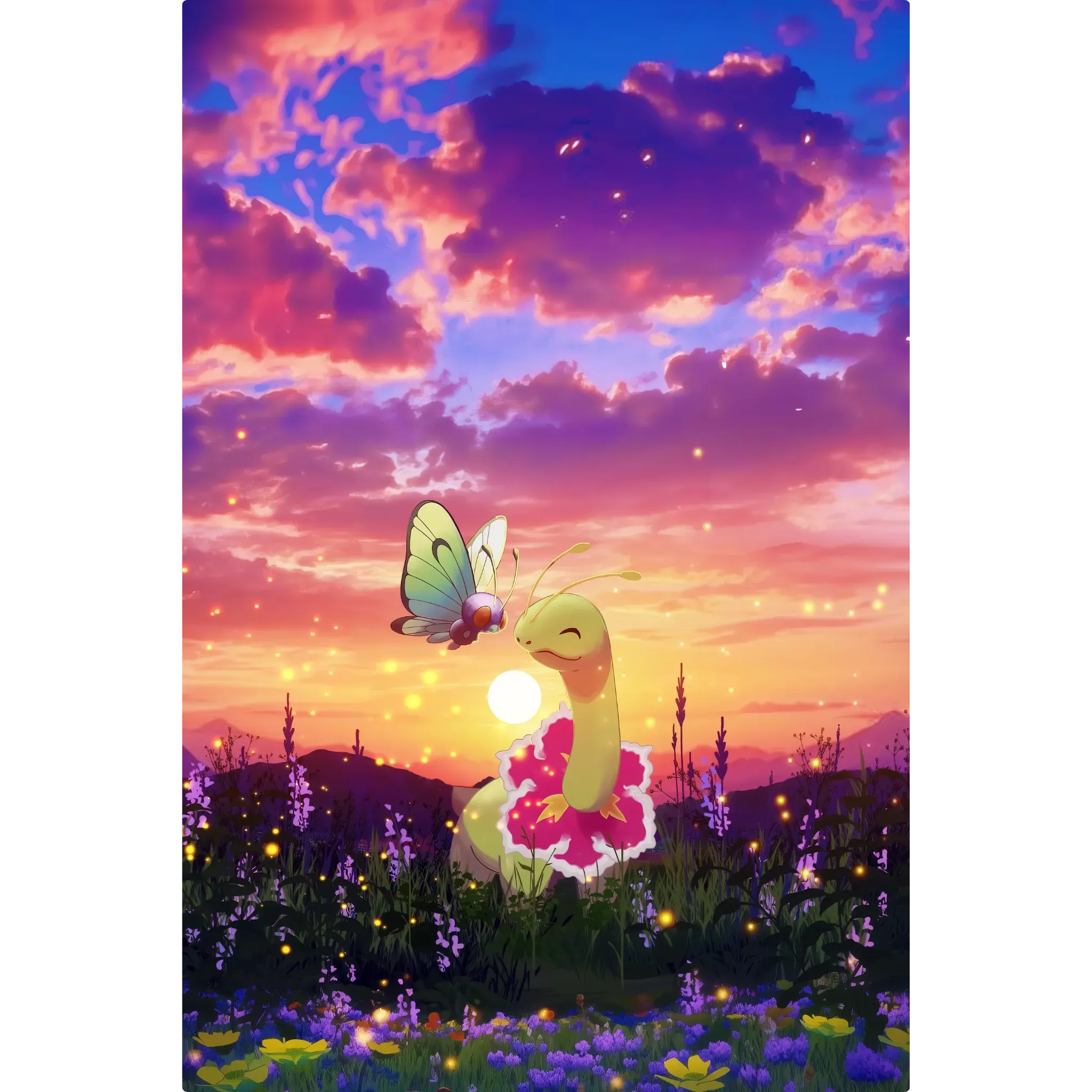 Tableau Pokémon Meganium Coucher Du Soleil