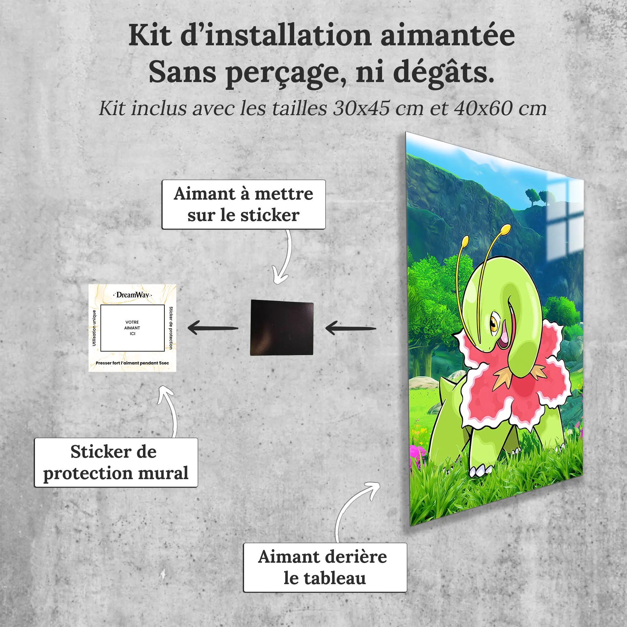 tableau-pokemon-meganium-nature-avec-installation-aimantee | DreamWay