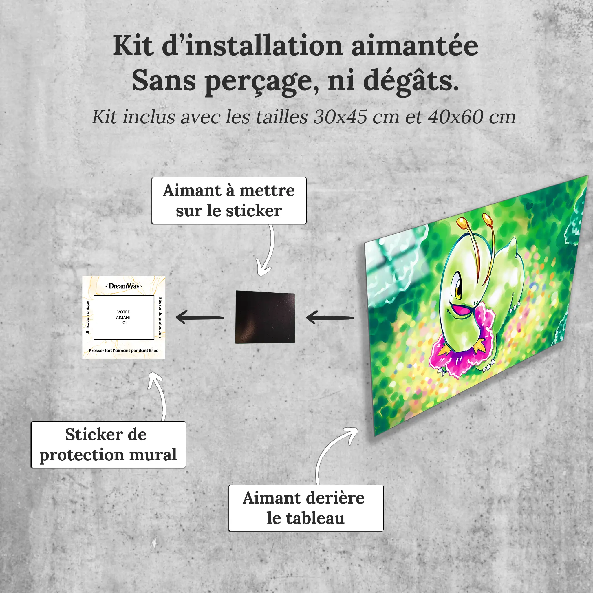 tableau-pokemon-meganium-paysage-avec-installation-aimantee | DreamWay