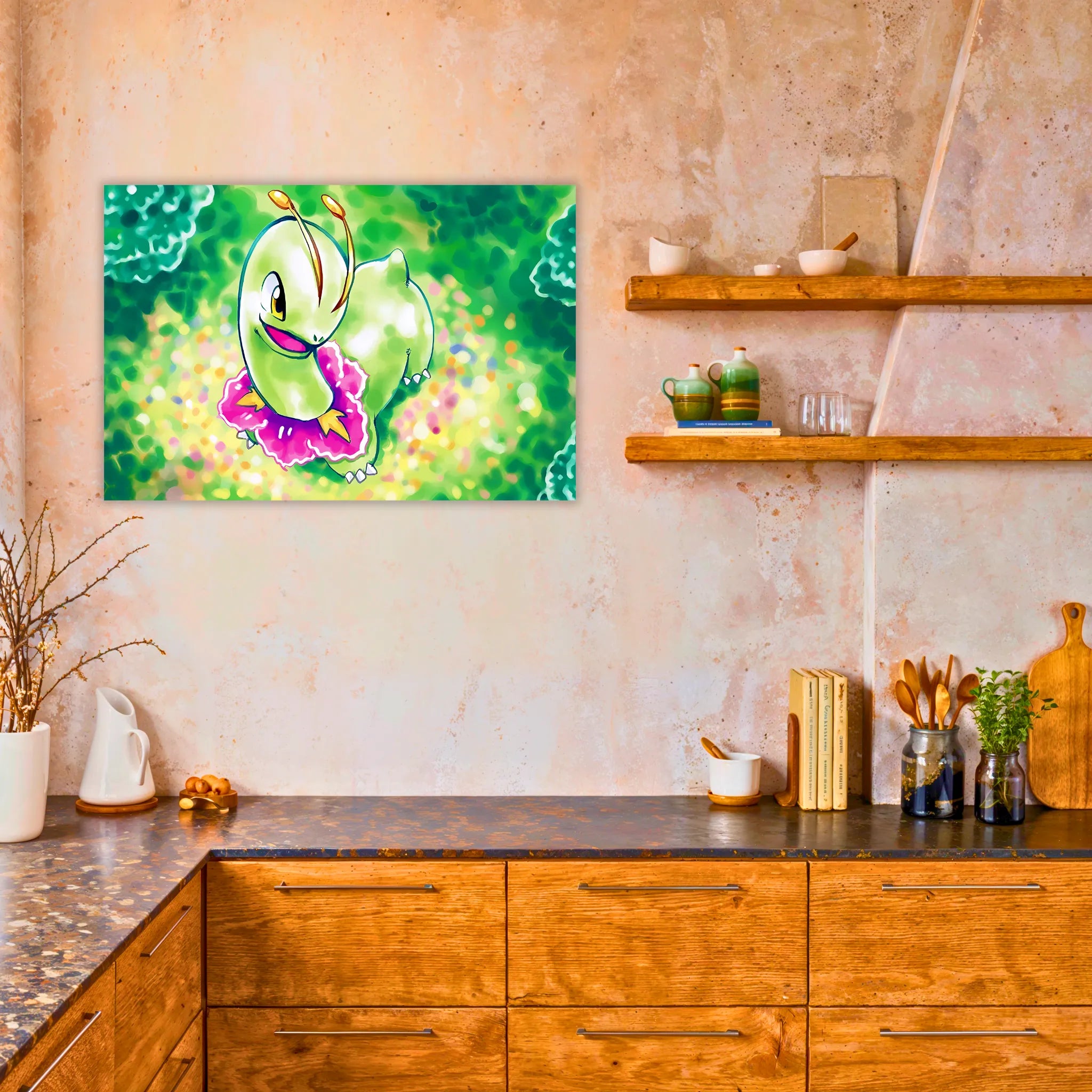Tableau Pokémon Meganium Paysage