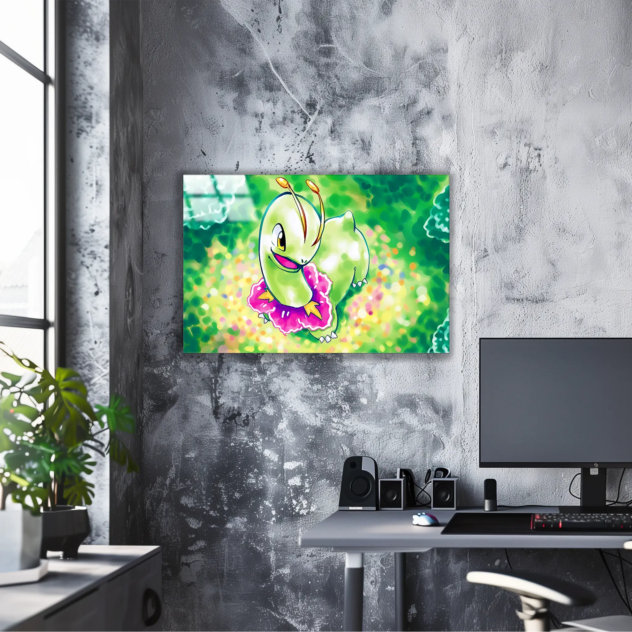 Tableau Pokémon Meganium Paysage