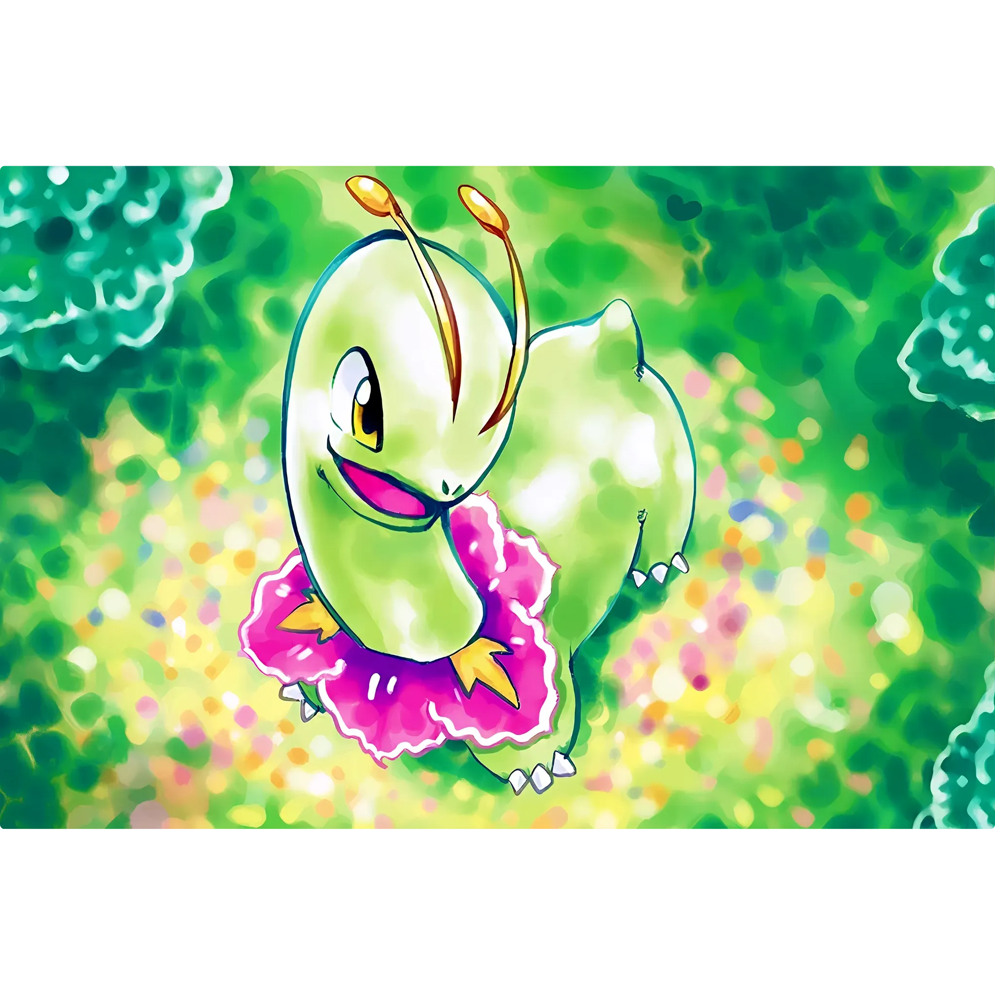 Tableau Pokémon Meganium Paysage