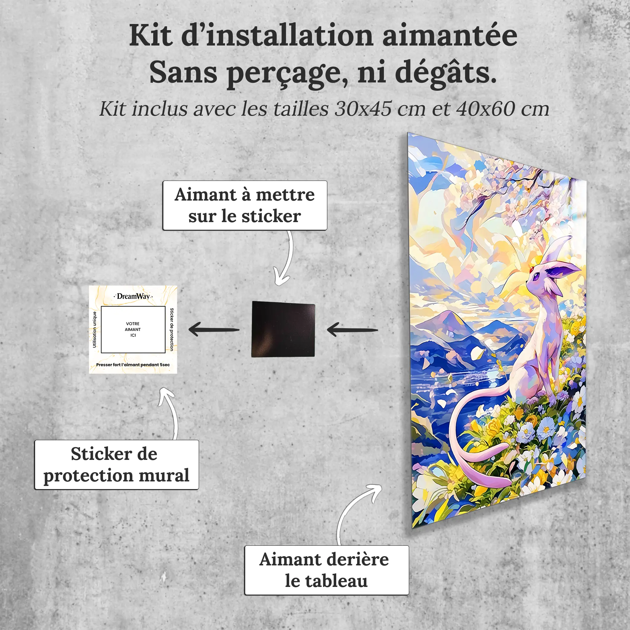 tableau-pokemon-mentali-paysage-fleurie-avec-installation-aimantee | DreamWay