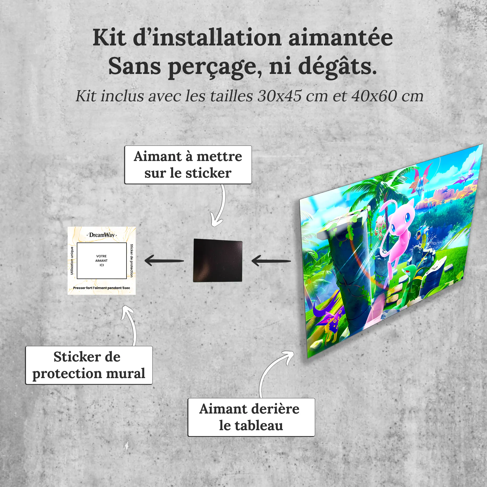 tableau-pokemon-mew-paysage-avec-installation-aimantee | DreamWay