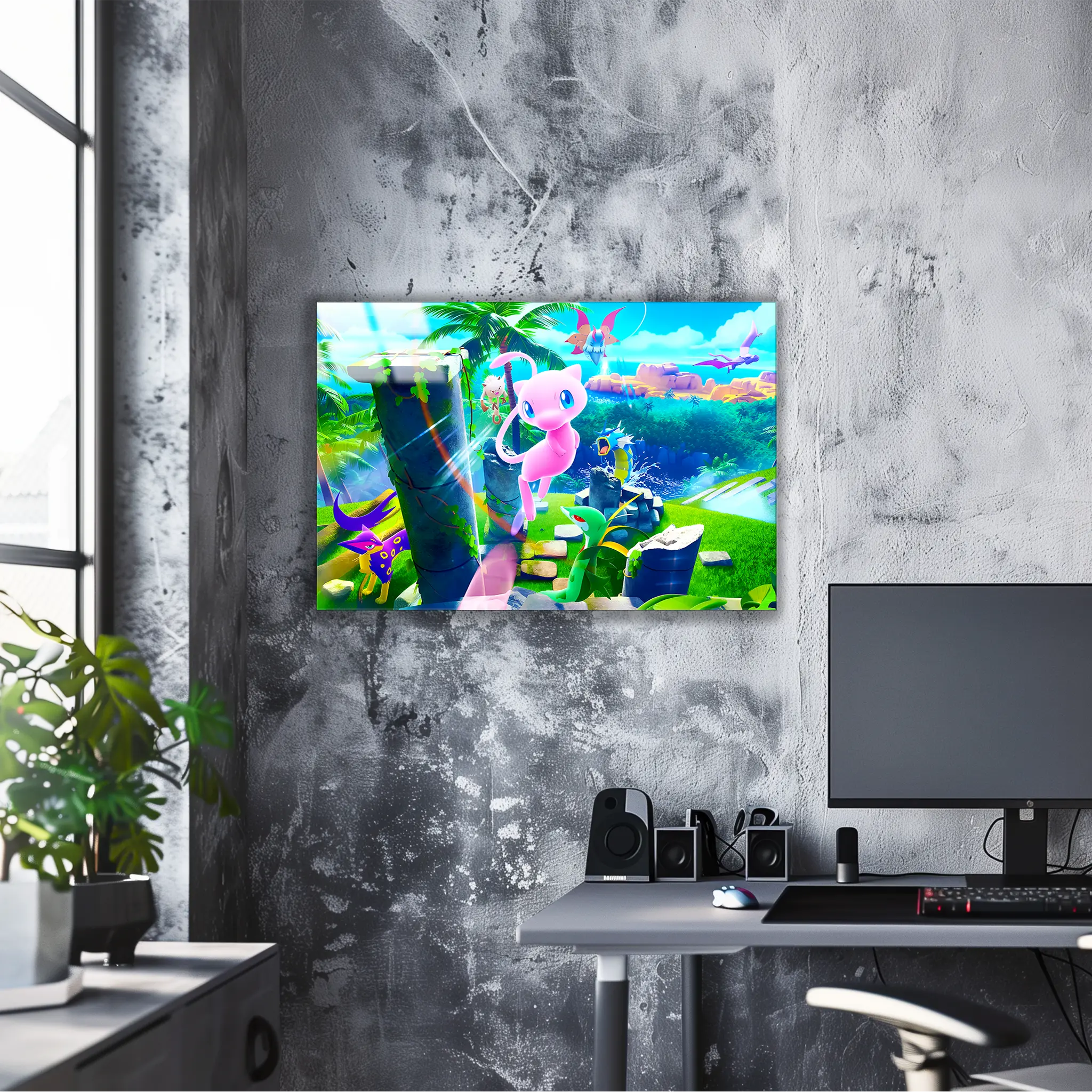 Tableau Pokémon Paysage Mew et Cie