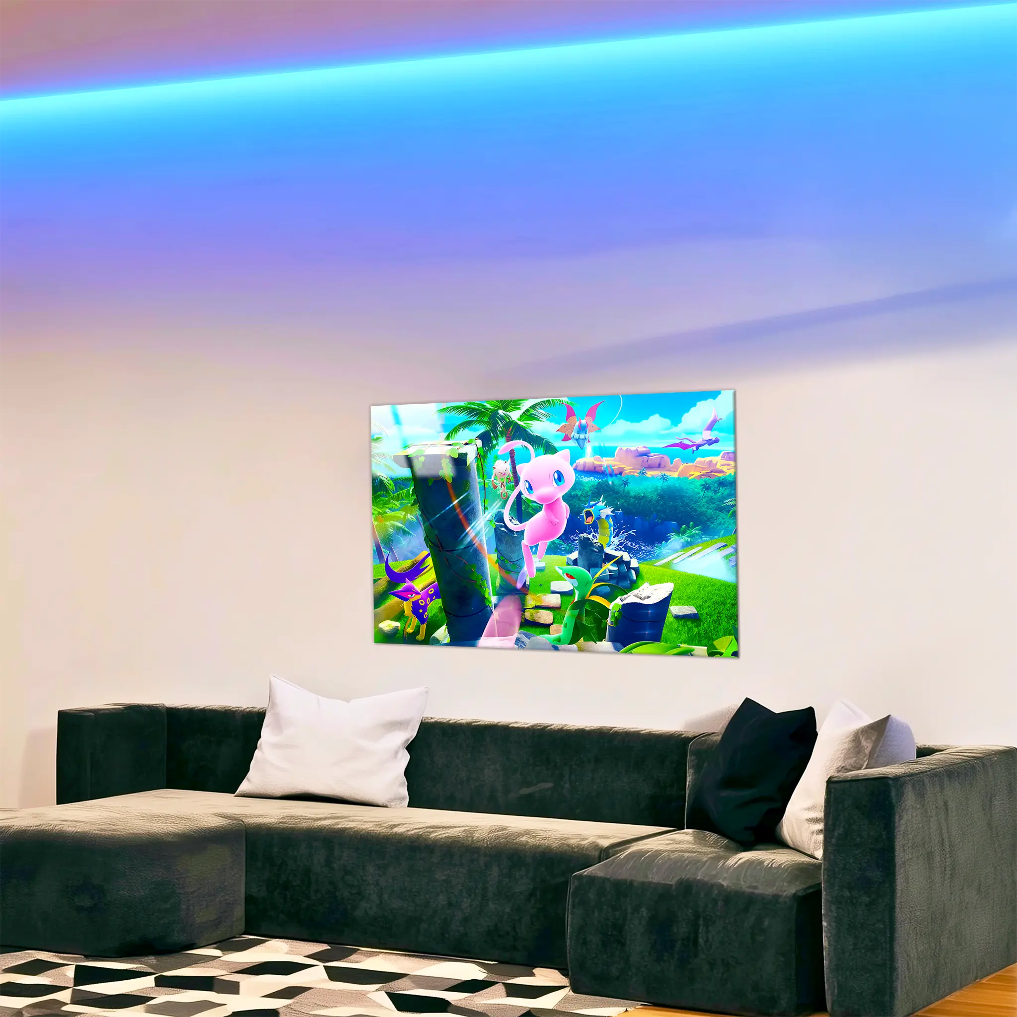 tableau-pokemon-mew-paysage-dans-le-salon | DreamWay
