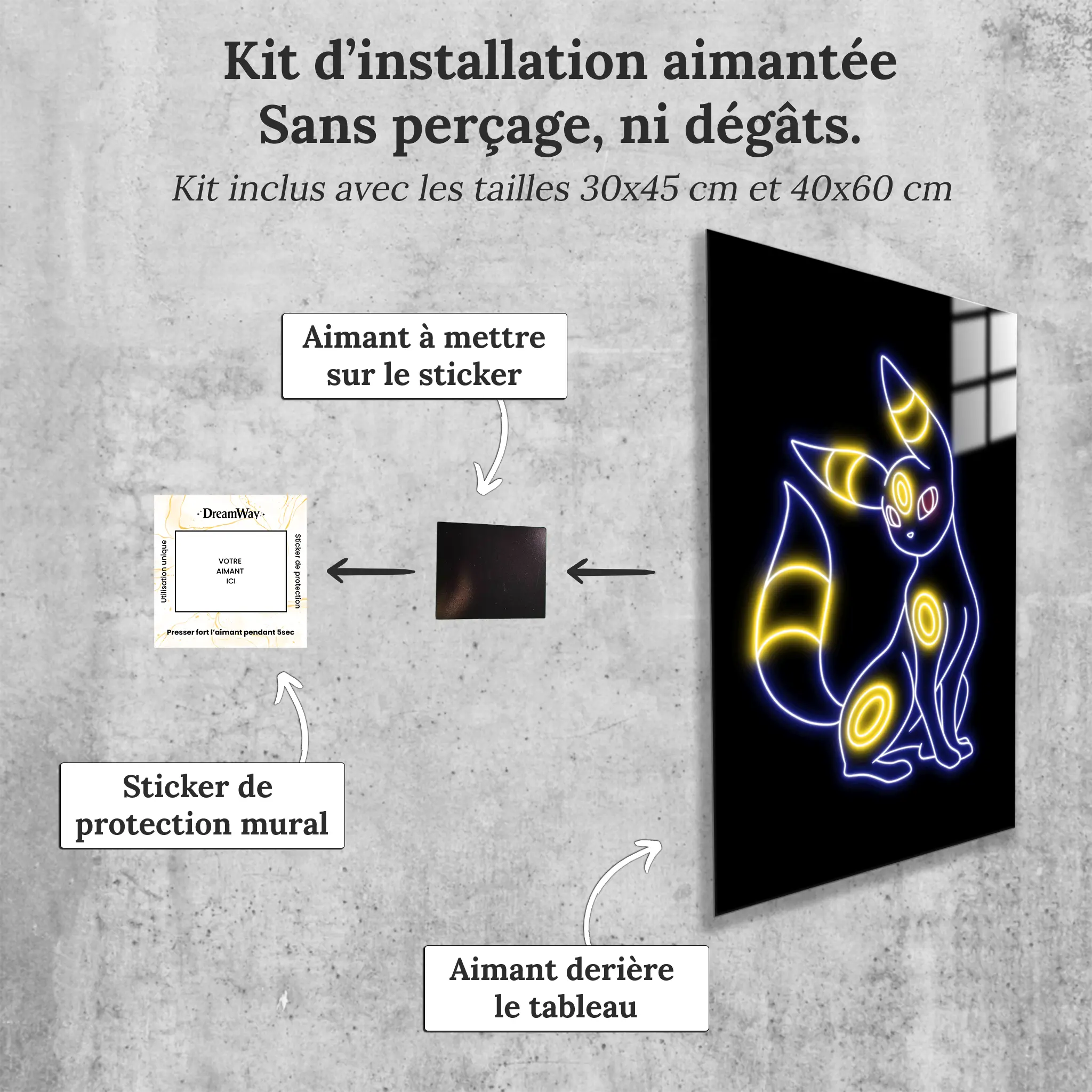 tableau-pokemon-noctali-neon-avec-installation-aimantee | DreamWay