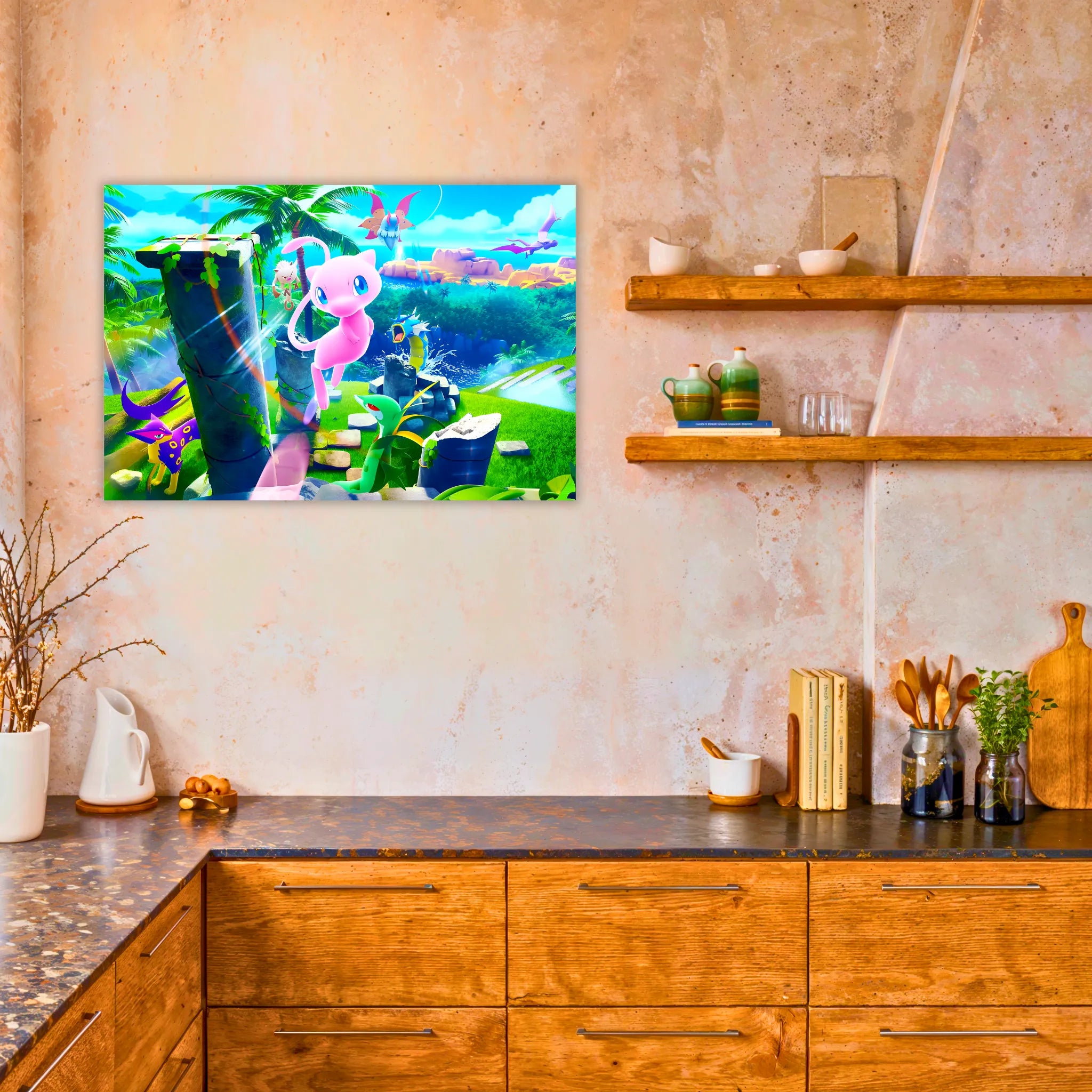 Tableau Pokémon Paysage Mew et Cie