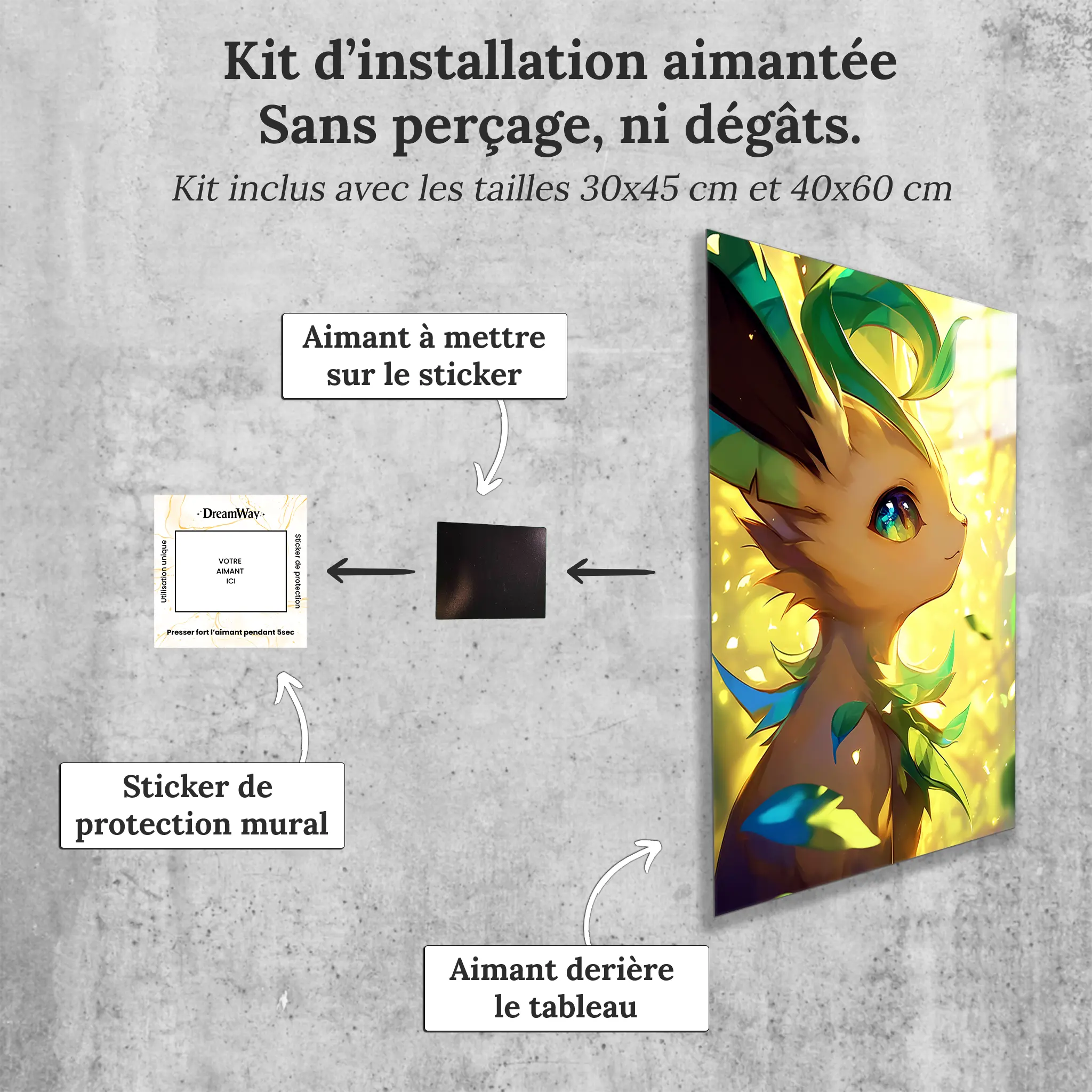 tableau-pokemon-phylalli-portrait-avec-installation-aimantee | DreamWay
