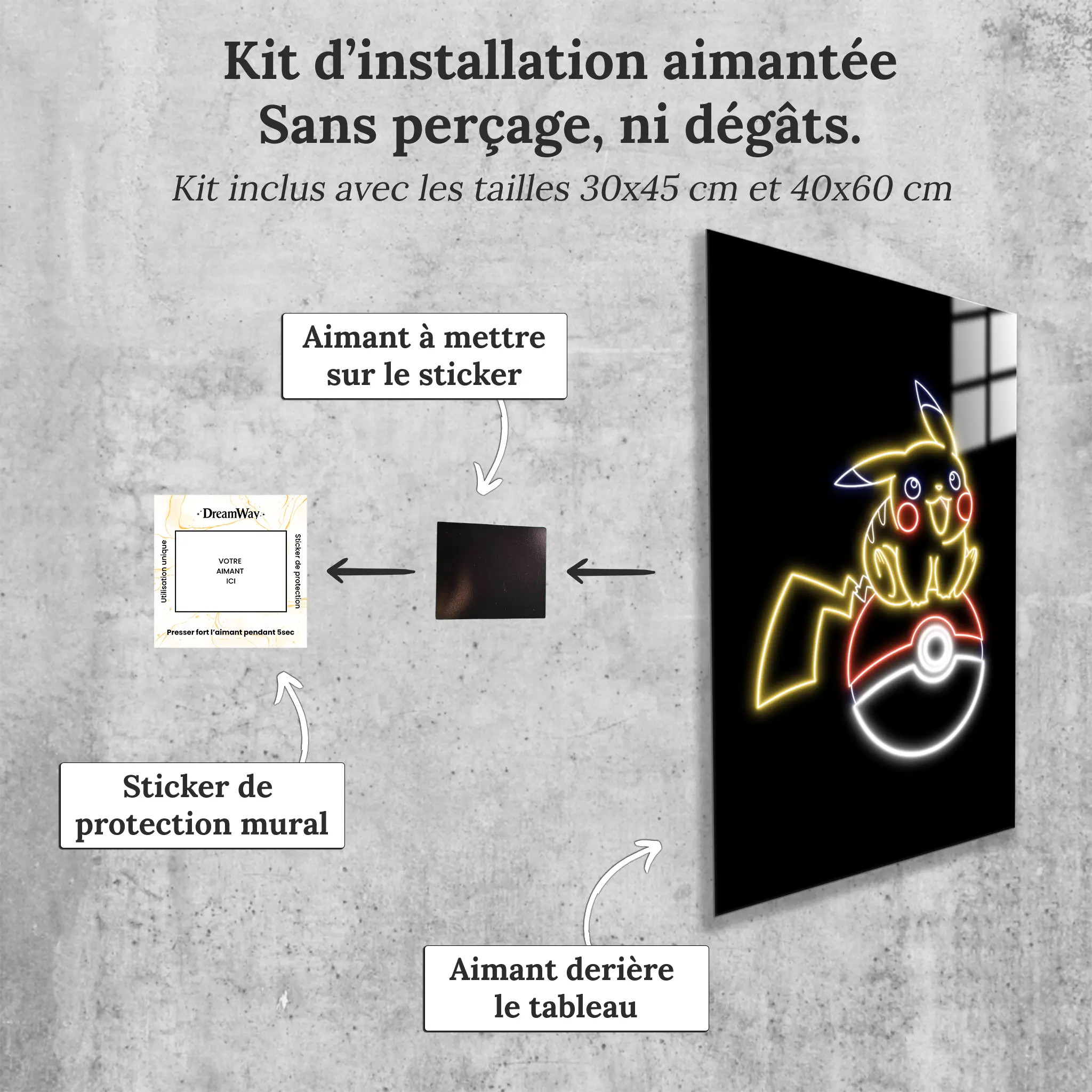 tableau-pokemon-pikachu-neon-avec-installation-aimantee | DreamWay