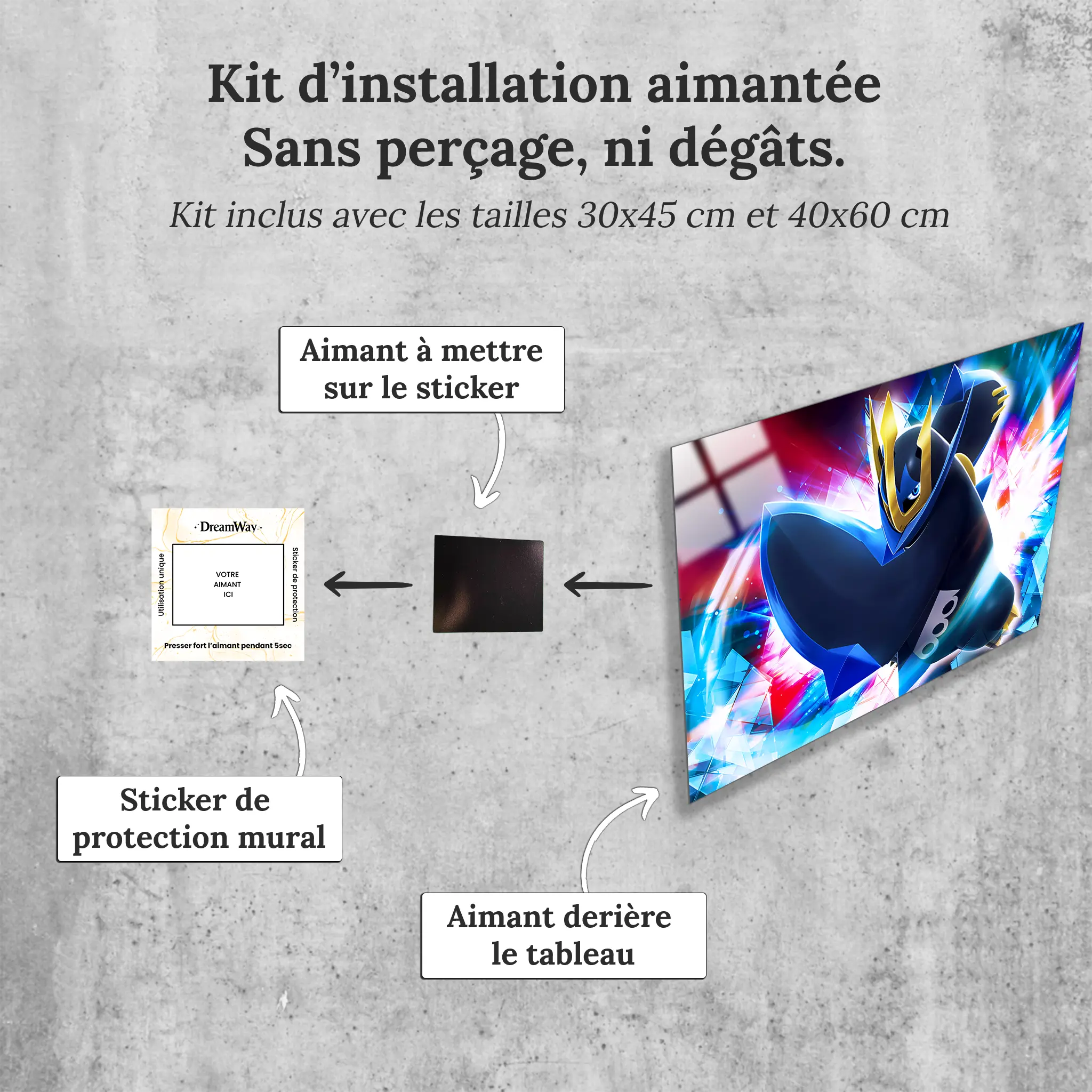 tableau-pokemon-pingoleon-colore-avec-installation-aimantee | DreamWay