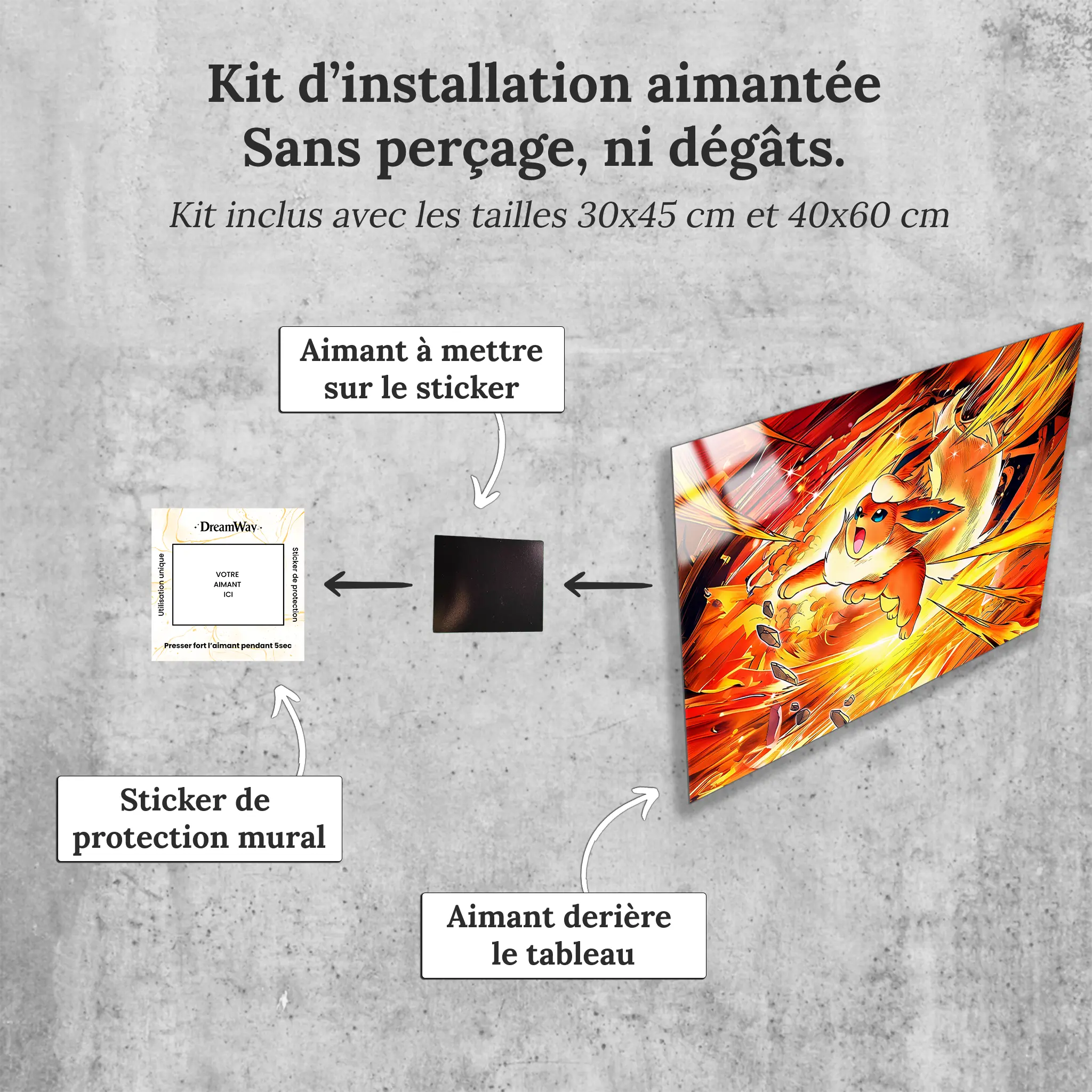 tableau-pokemon-pyrolie-flamme-destructive-avec-installation-aimantee | DreamWay