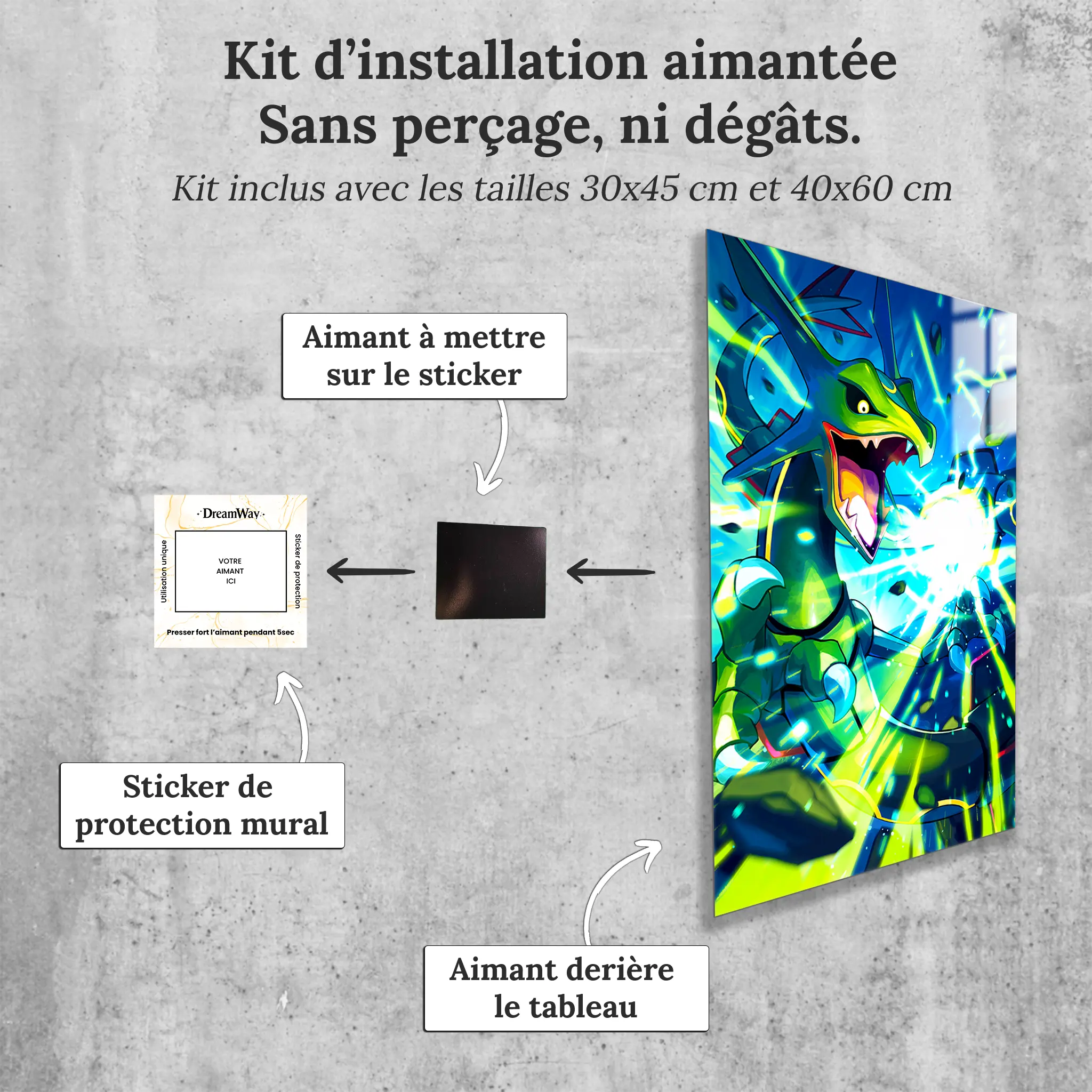 tableau-pokemon-rayquaza-portrait-avec-installation-aimantee | DreamWay