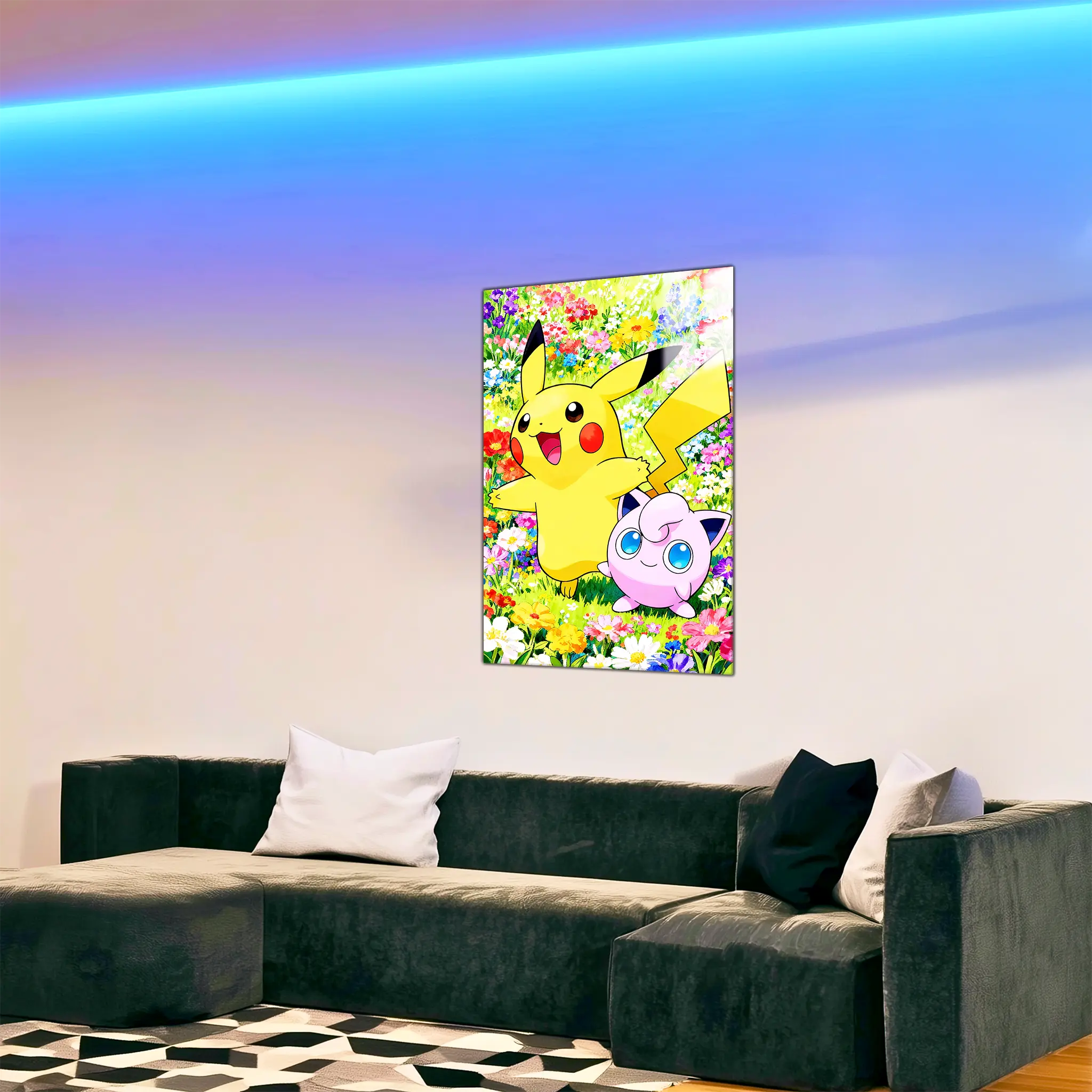 tableau-pokemon-rondoudou-et-pikachu-fleurie-dans-le-salon | DreamWay
