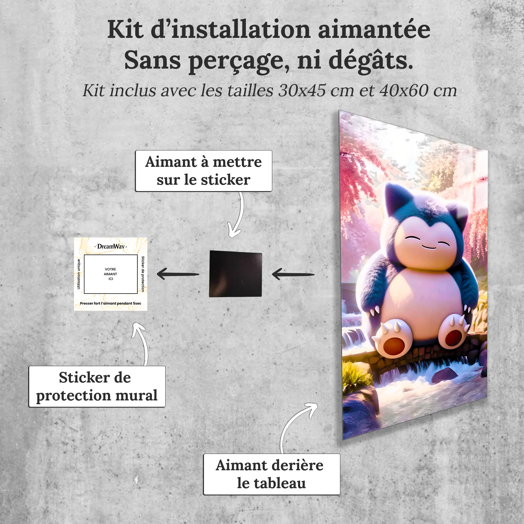 tableau-pokemon-ronflex-realiste-avec-installation-aimantee | DreamWay
