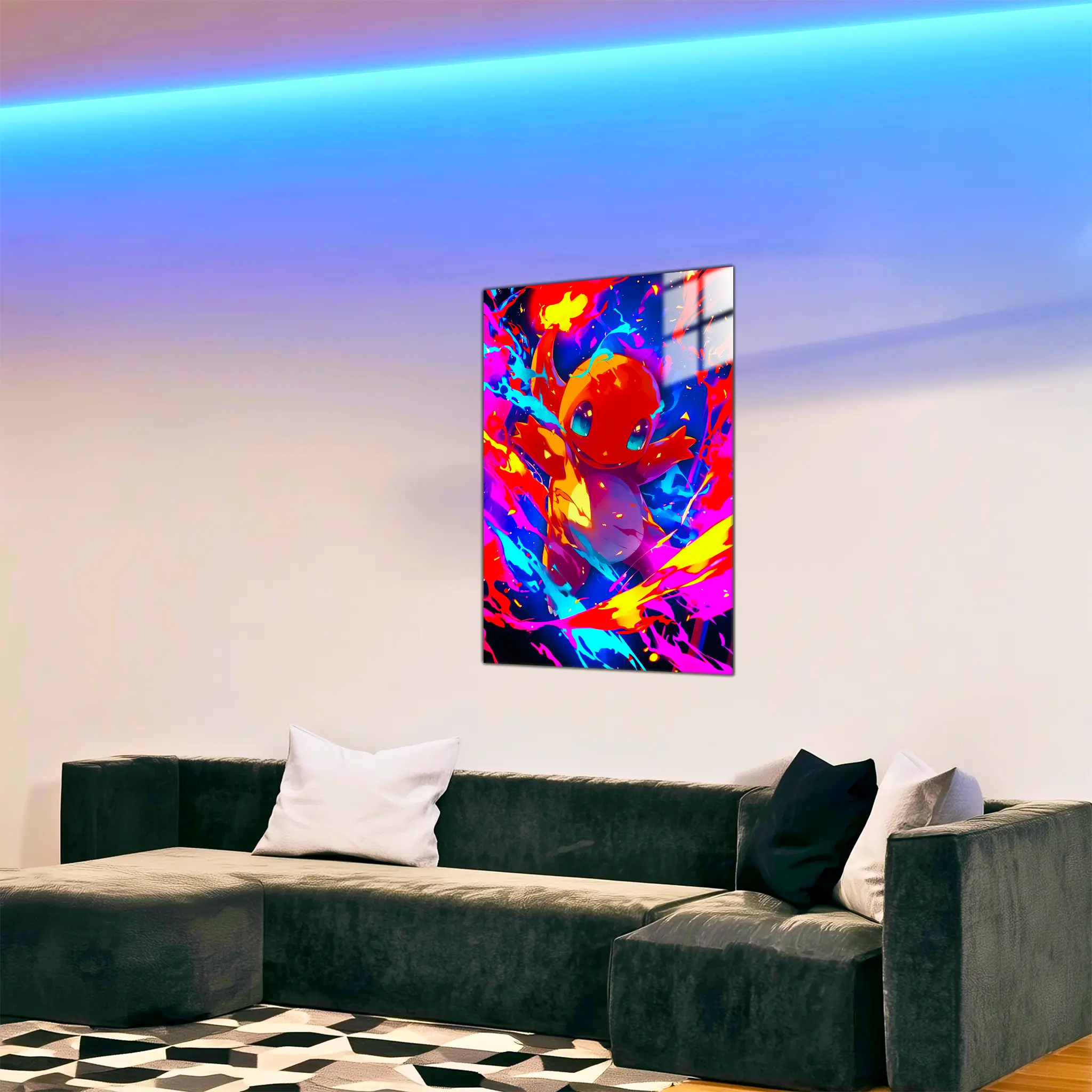 tableau-pokemon-salameche-colore-dans-le-salon | DreamWay
