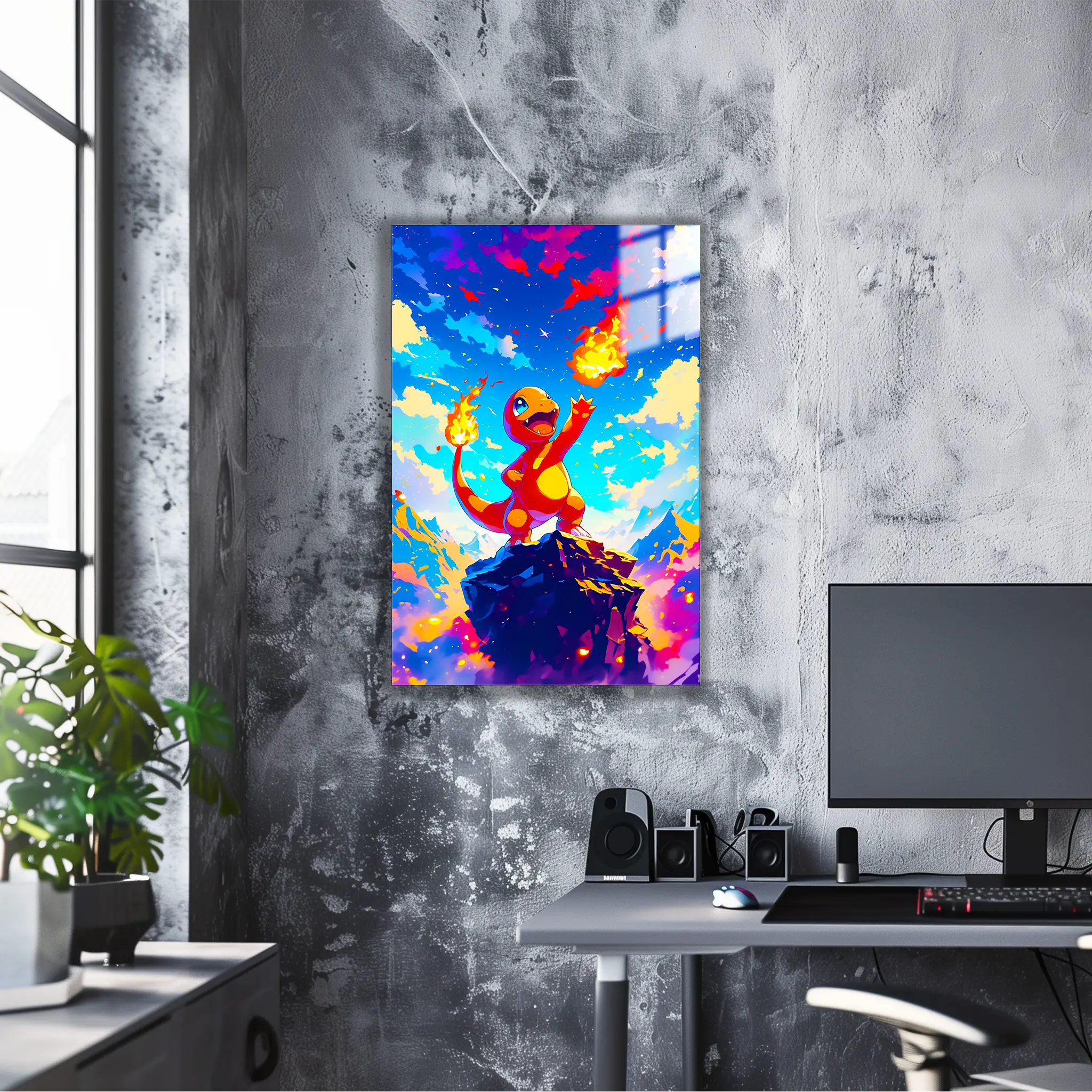 Tableau Pokemon Salamèche Paysage