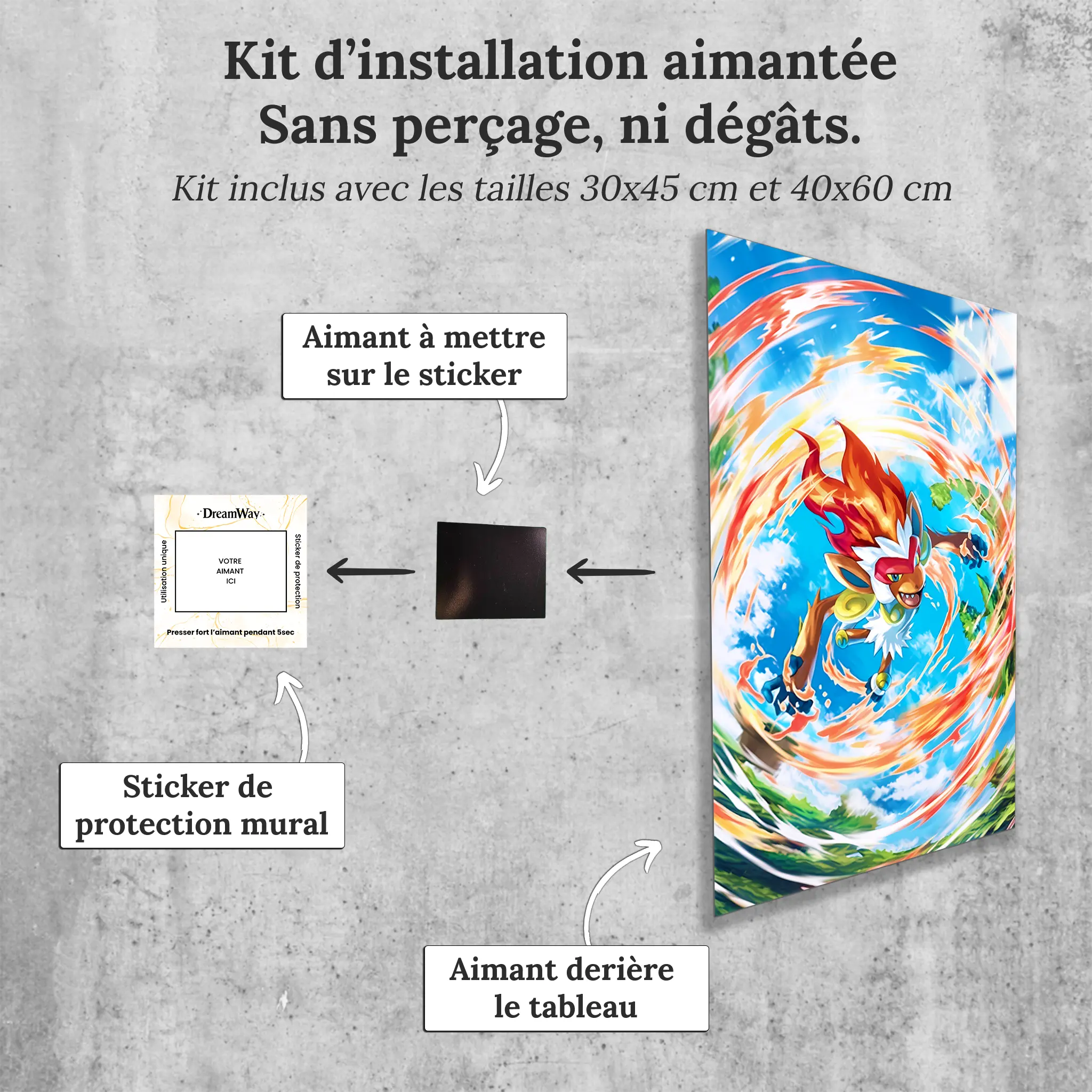 tableau-pokemon-simiabraz-attaque-avec-installation-aimantee | DreamWay