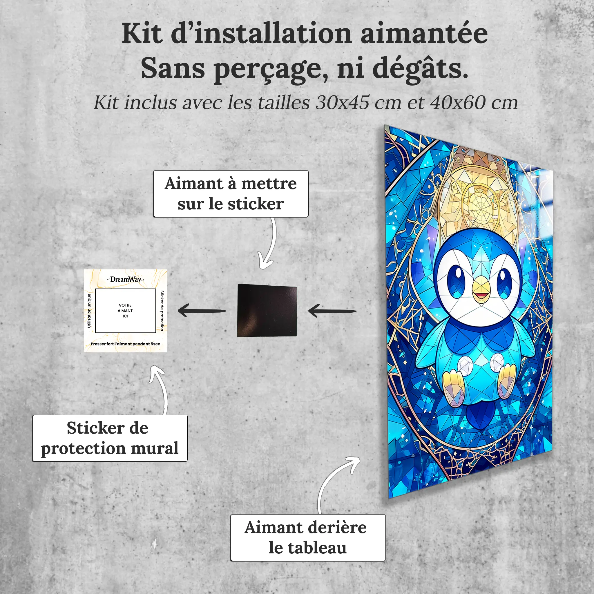 tableau-pokemon-tiplouf-vitrail-avec-installation-aimantee | DreamWay