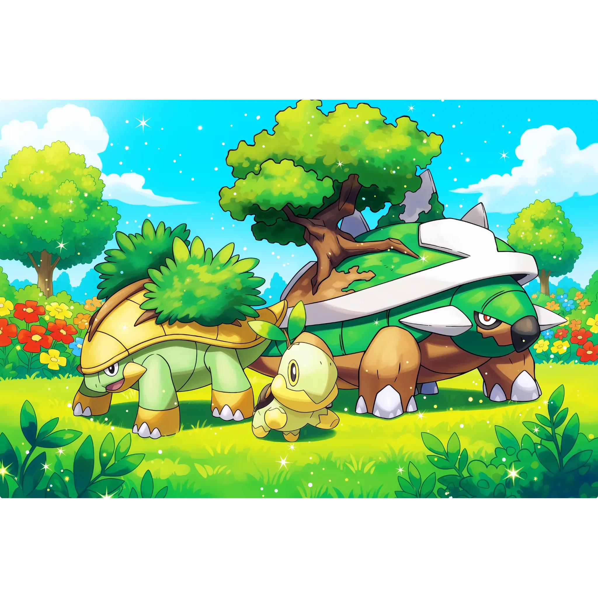 Tableau Pokémon Tortipouss Et Ses Évolutions