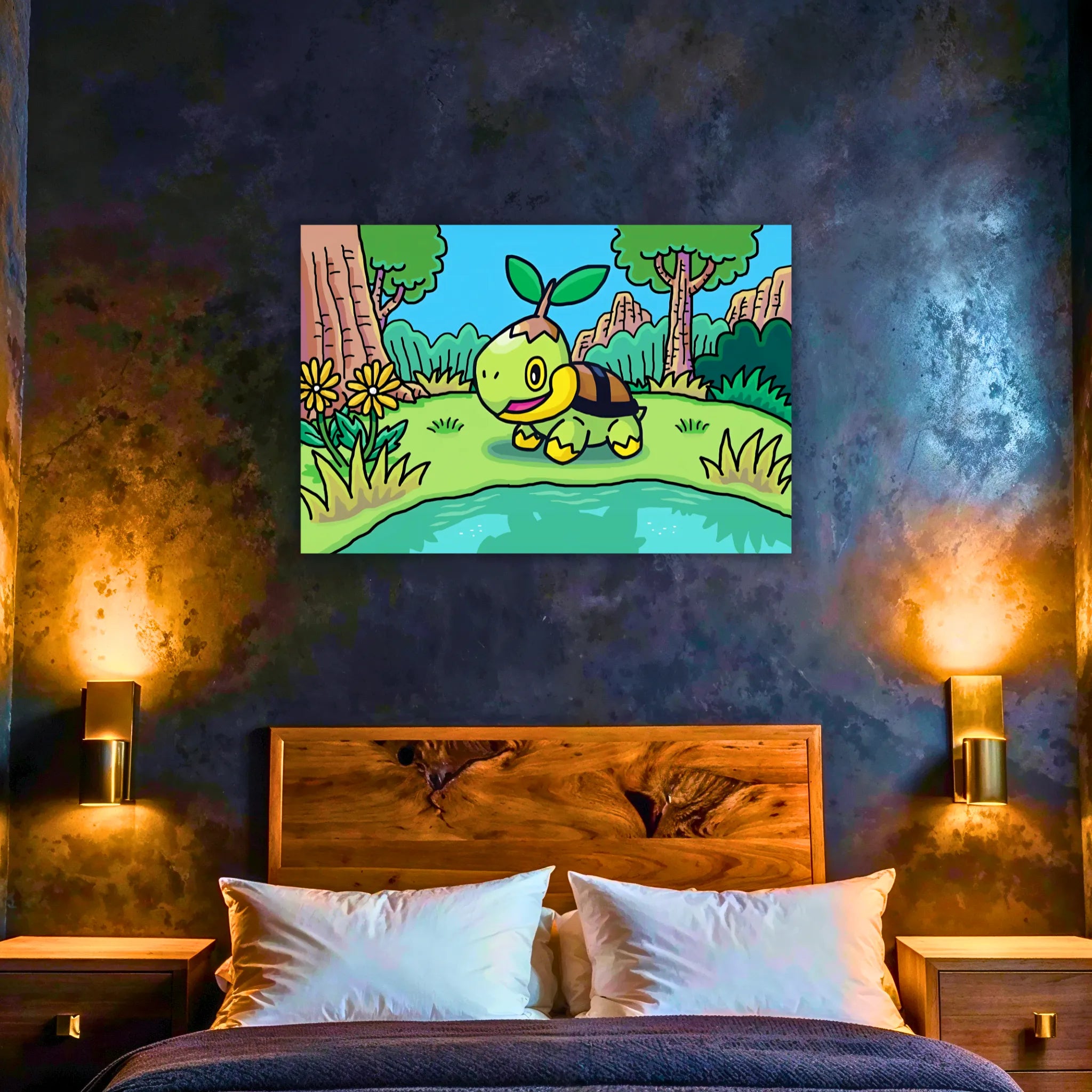 Tableau Pokémon Tortipouss Paysage Nature