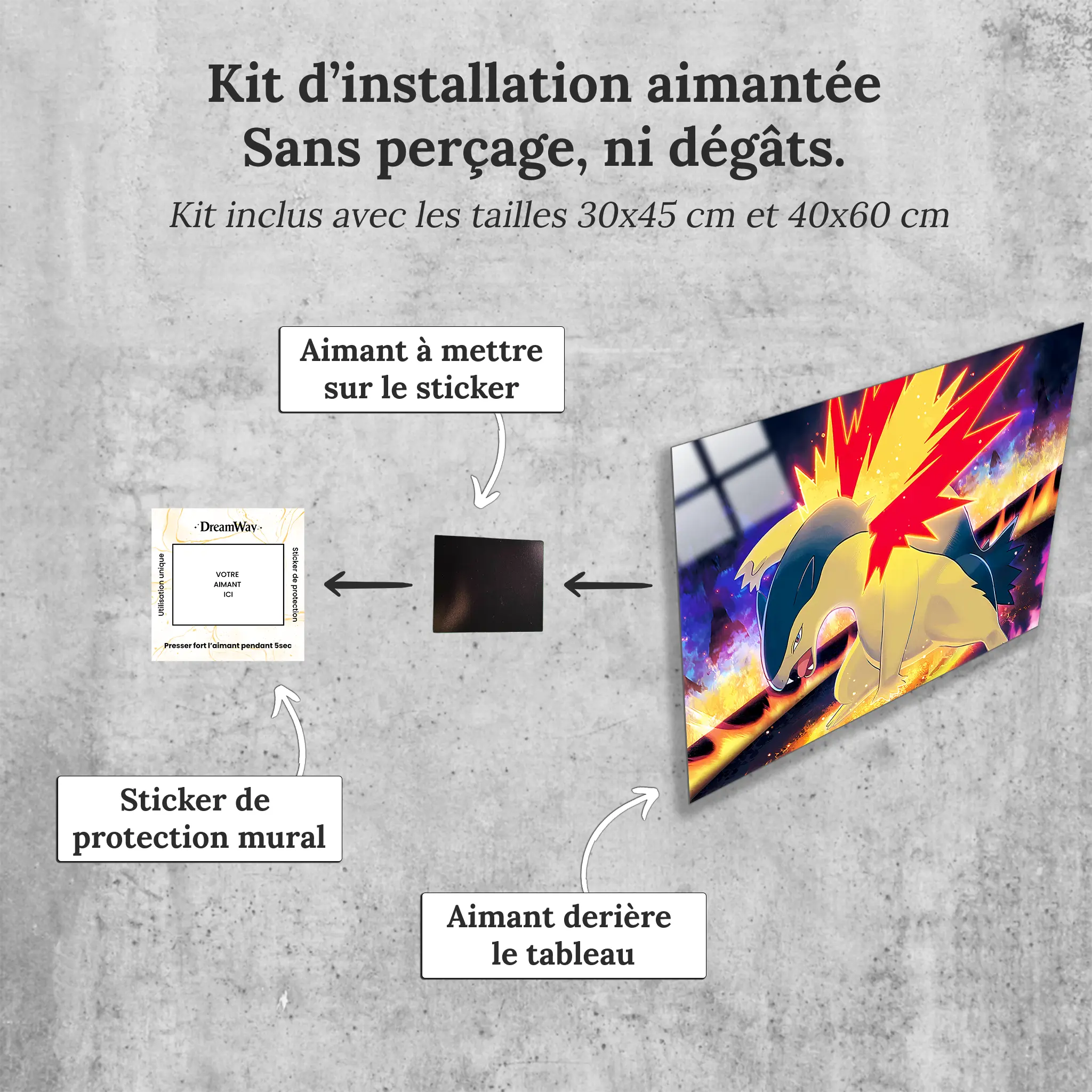 tableau-pokemon-typhlosion-attaque-avec-installation-aimantee | DreamWay