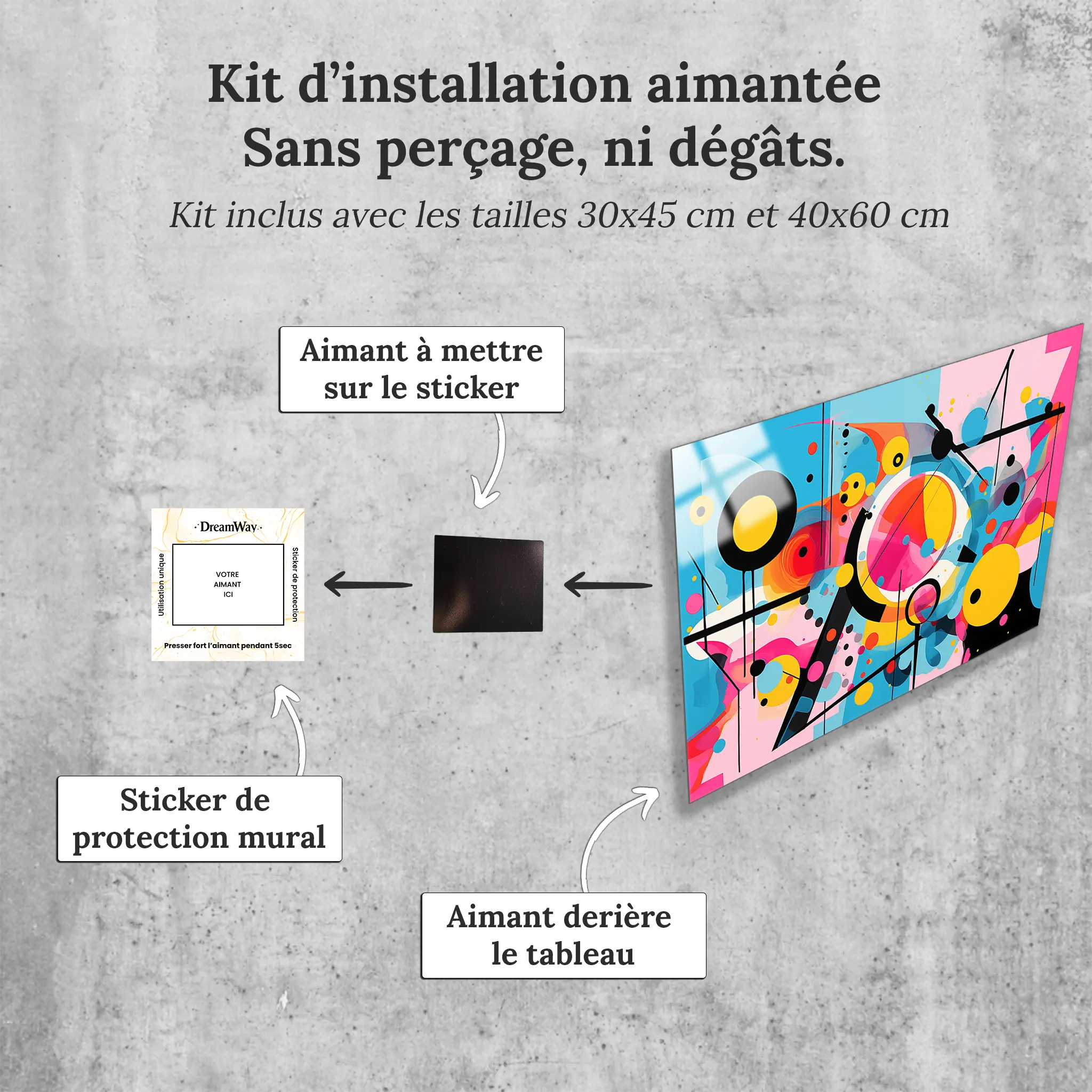 tableau-pop-art-abstrait-avec-installation-aimantee | DreamWay