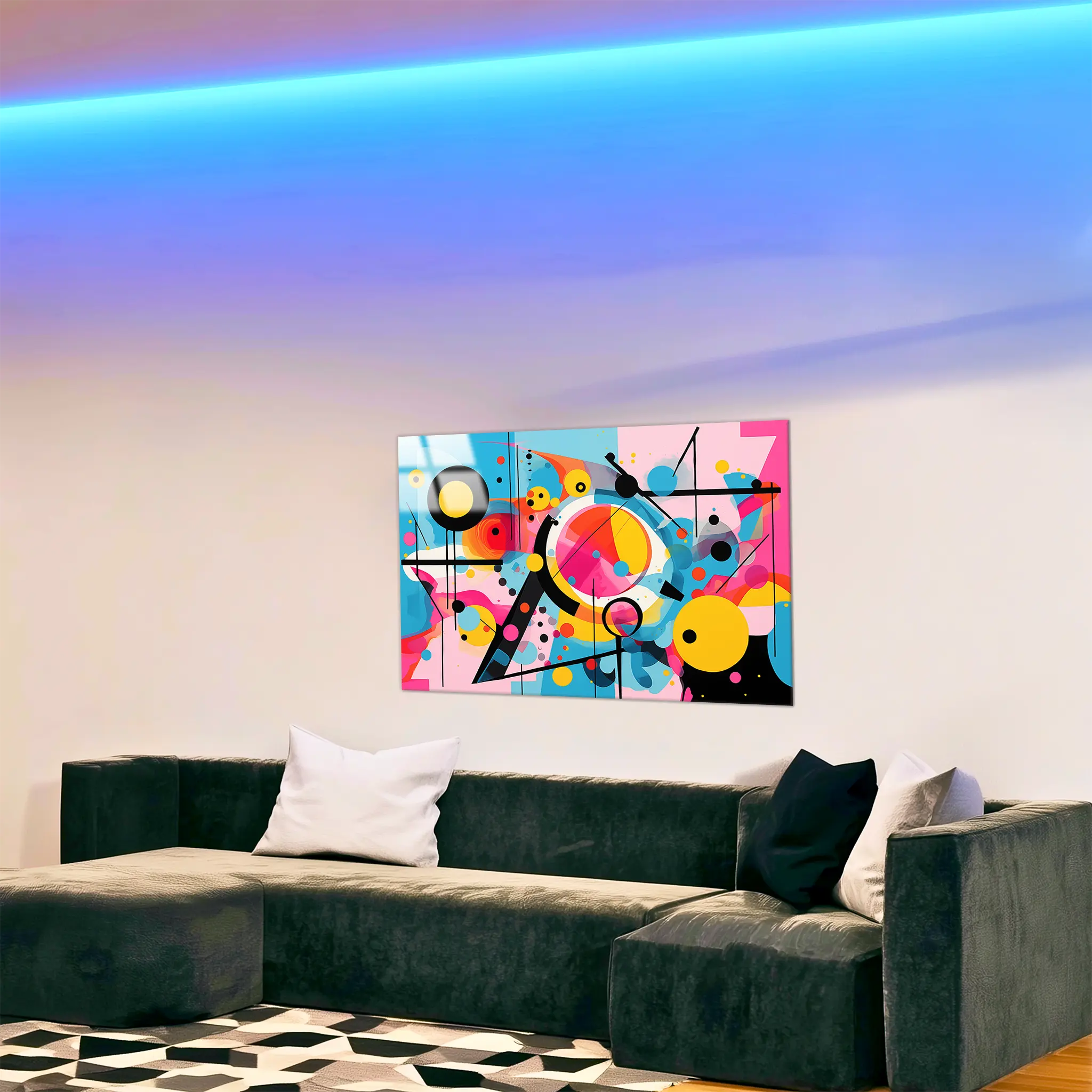 tableau-pop-art-abstrait-dans-le-salon | DreamWay
