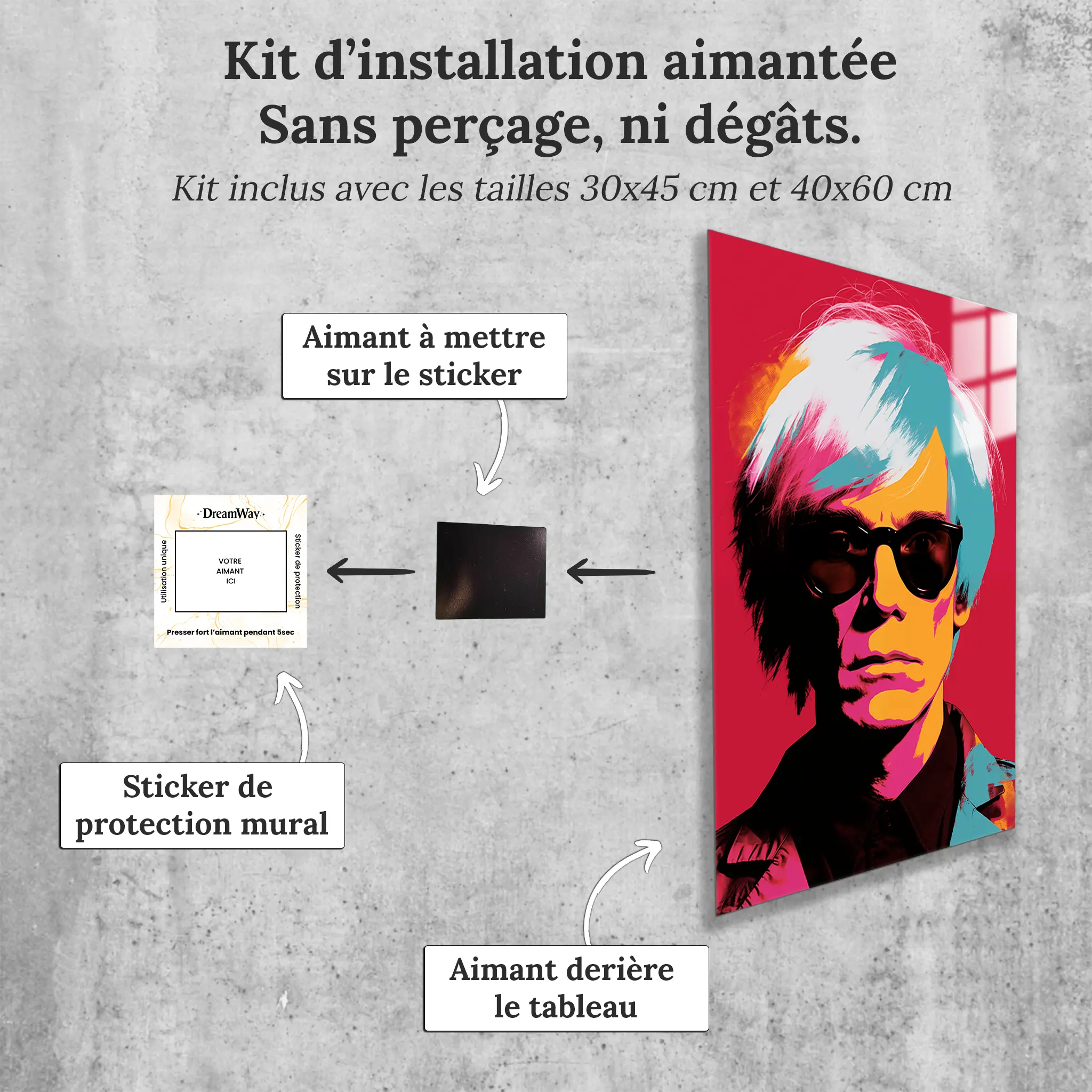 tableau-pop-art-andy-warhol-avec-installation-aimantee | DreamWay